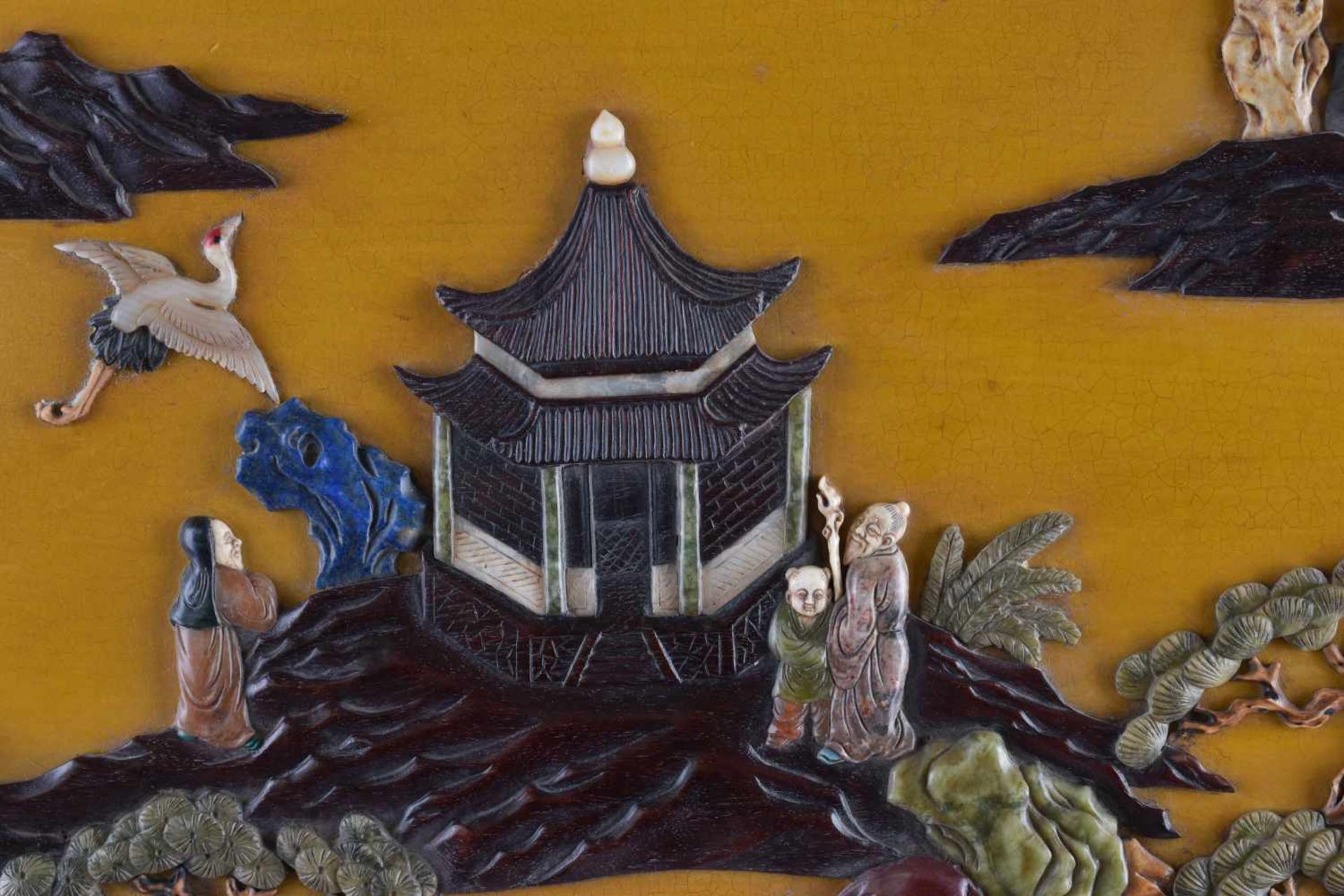 Imposanter Höfischer Stellschirm China Qing Periode, Guangxù?schauseitig Darstellung einer - Image 4 of 9