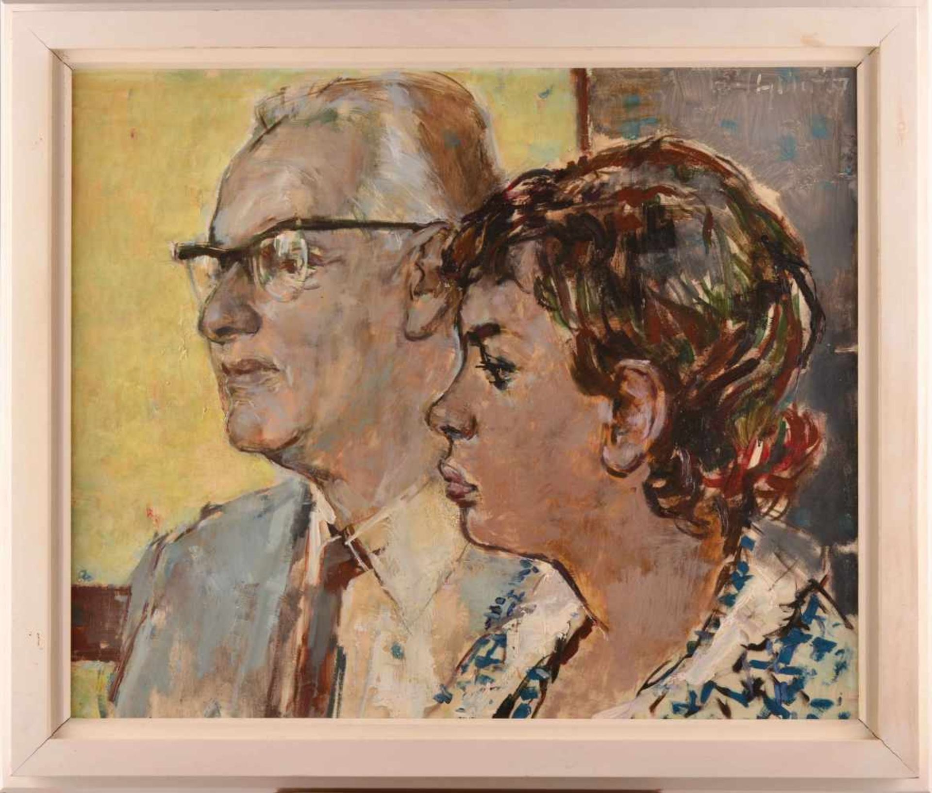 Bert HELLER (1912-1970)"Hoteldirektor Krebs mit seiner Tochter Angelika"Gemälde Öl/Hartfaser, 50 - Bild 2 aus 5