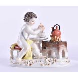 Meissen Figur, Allegorie des Feuerspolychrome Malerei, Goldstaffage, Entwurf Johann Joachim