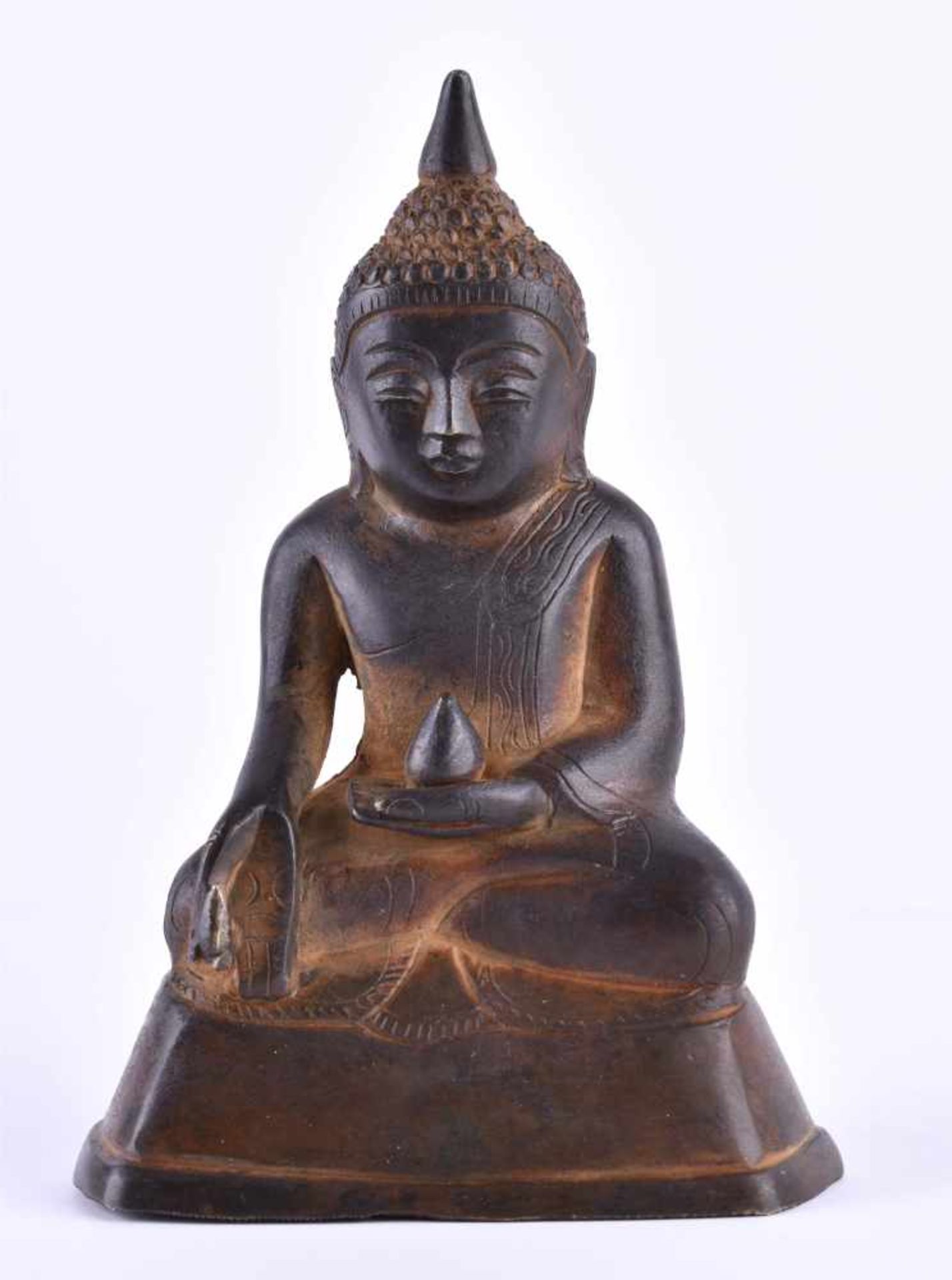 Medizin Buddha Burma wohl 18./19. Jhd.Bronze, H: 15,7 cmMedicine Buddha Burma probably 18th/19th