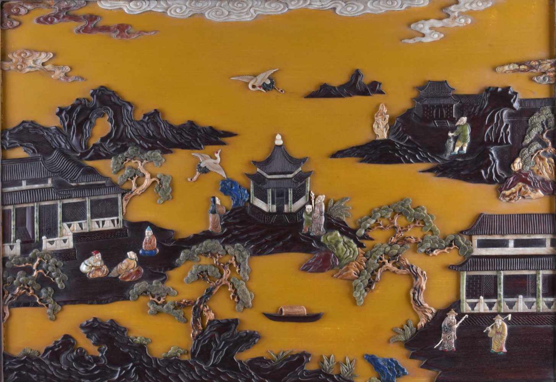 Imposanter Höfischer Stellschirm China Qing Periode, Guangxù?schauseitig Darstellung einer - Image 2 of 9