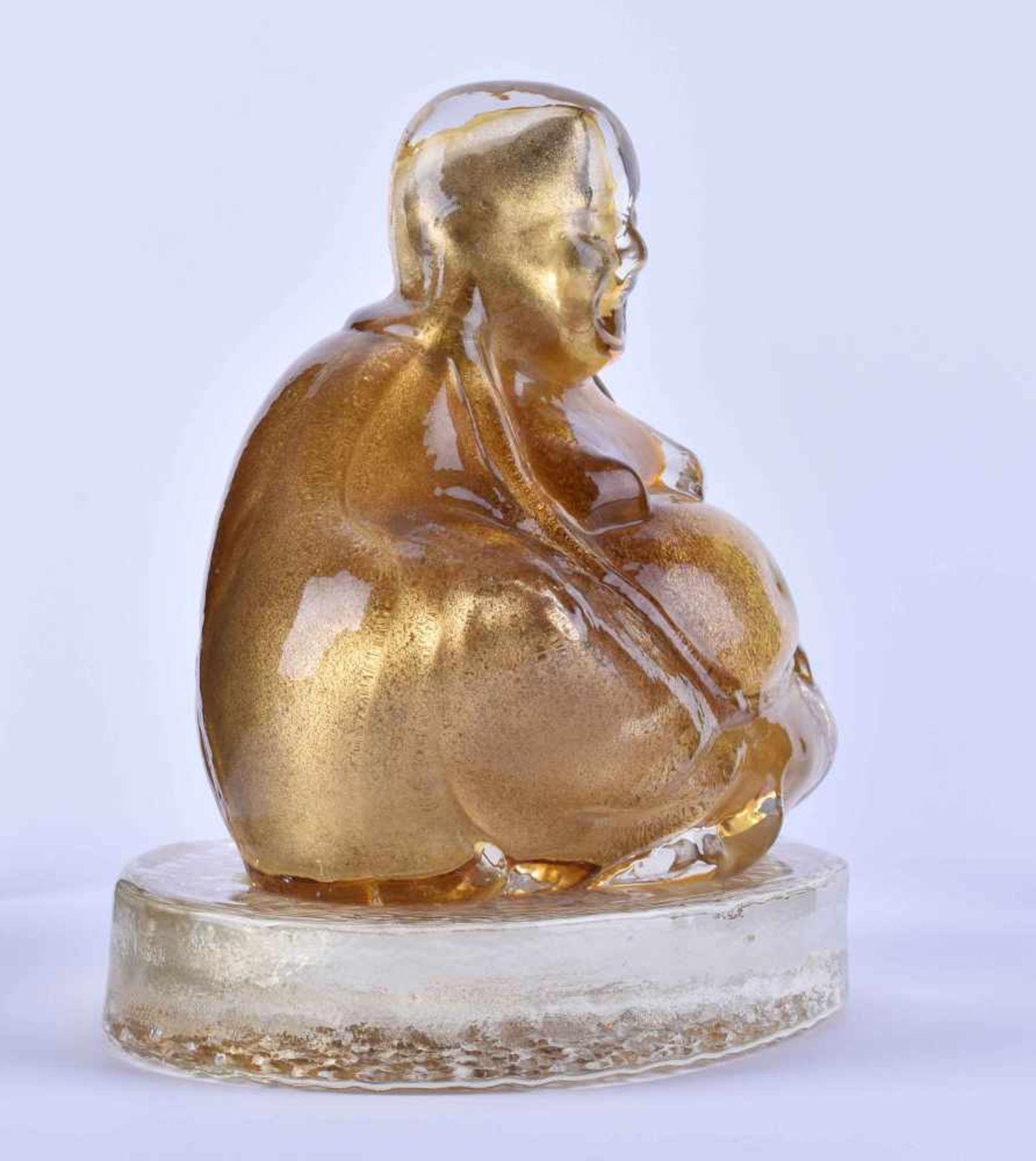 Buddha Murano Venedig um 1970mit goldenen Einschmelzungen, Hand Made Genuine, Venetian Glass, H: ca. - Bild 3 aus 6