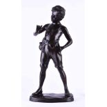 Auguste MOREAU (1834-1917)"Figur eines Knaben"Skulptur- Bronze, H: 69 cm,auf der Plinthe