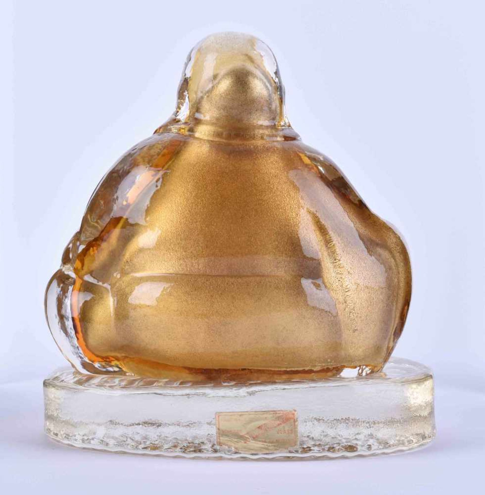 Buddha Murano Venedig um 1970mit goldenen Einschmelzungen, Hand Made Genuine, Venetian Glass, H: ca. - Bild 4 aus 6