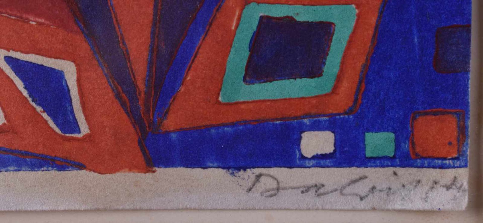 Oskar DALVIT (1911-1975)"Ohne Titel"Grafik-farbiger Linolschnitt, Sichtmaß 15 cm x 13 cm,rechts - Image 4 of 4