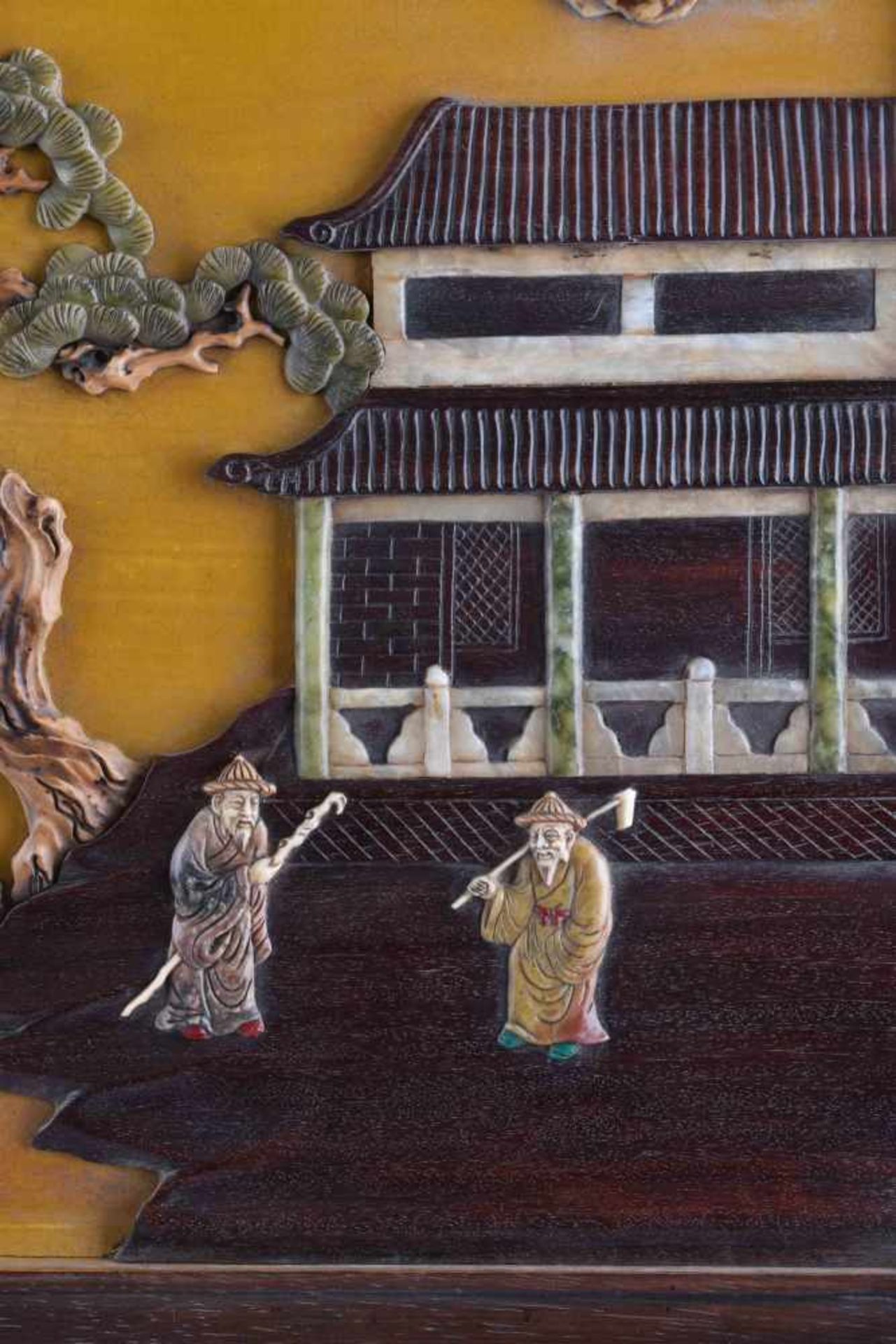 Imposanter Höfischer Stellschirm China Qing Periode, Guangxù?schauseitig Darstellung einer - Image 5 of 9