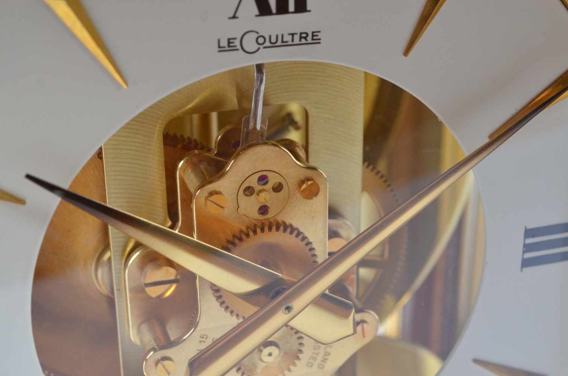 seltene Cosmos Clock-Jaeger le Coultre AtmosRundum verglastes Holzgehäuse, Frontscheibe - Bild 6 aus 6