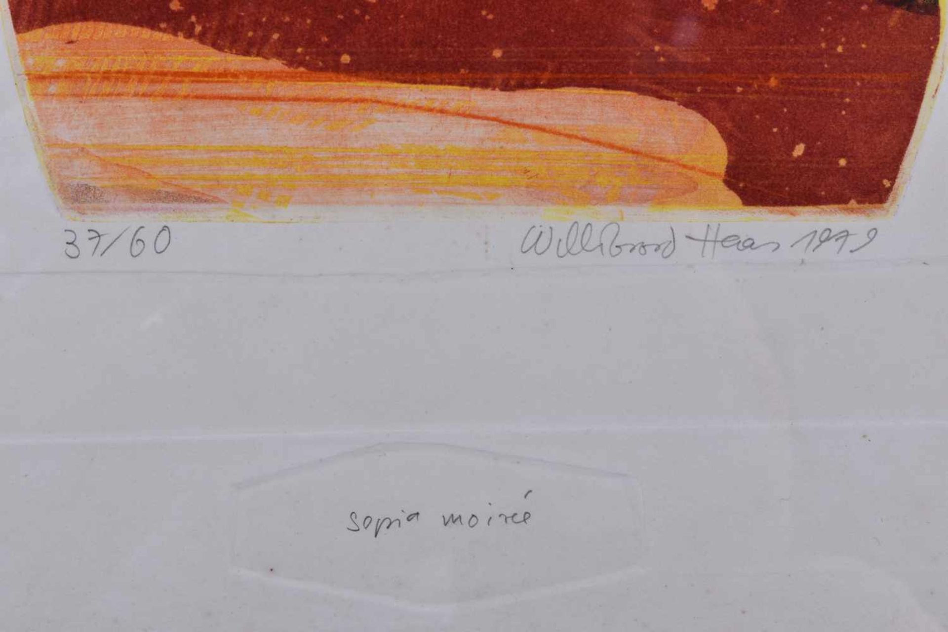 Willibrord HAAS (1936)"Sepia moiree"Grafik-Farbaquatintaradierung, Blattgröße: 38,5 cm x 48,5 cm, - Bild 3 aus 3