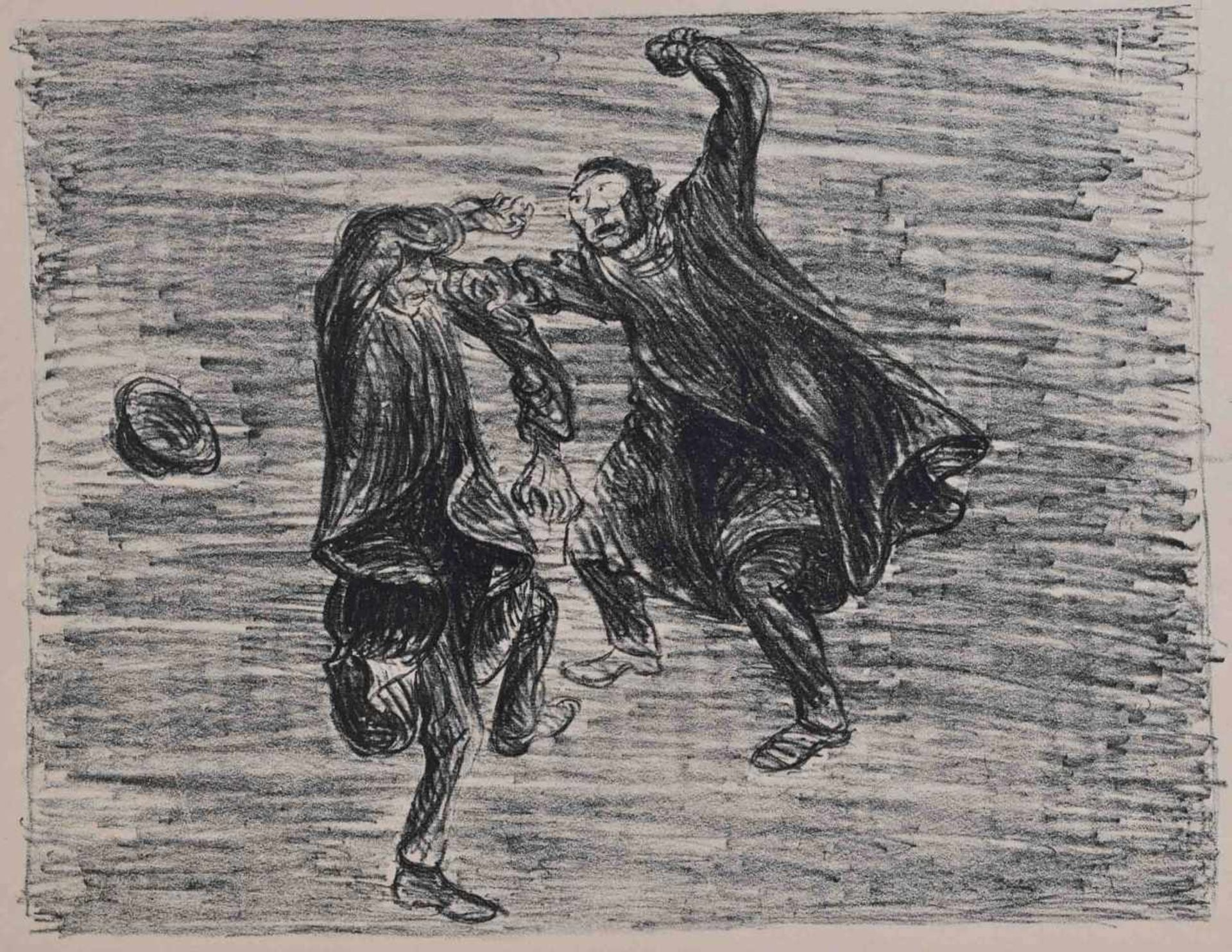 Ernst BARLACH (1870-1938)"Faustkampf"Grafik-Lithographie, Maße 34 cm x 49 cm,2 % Bildkunst/