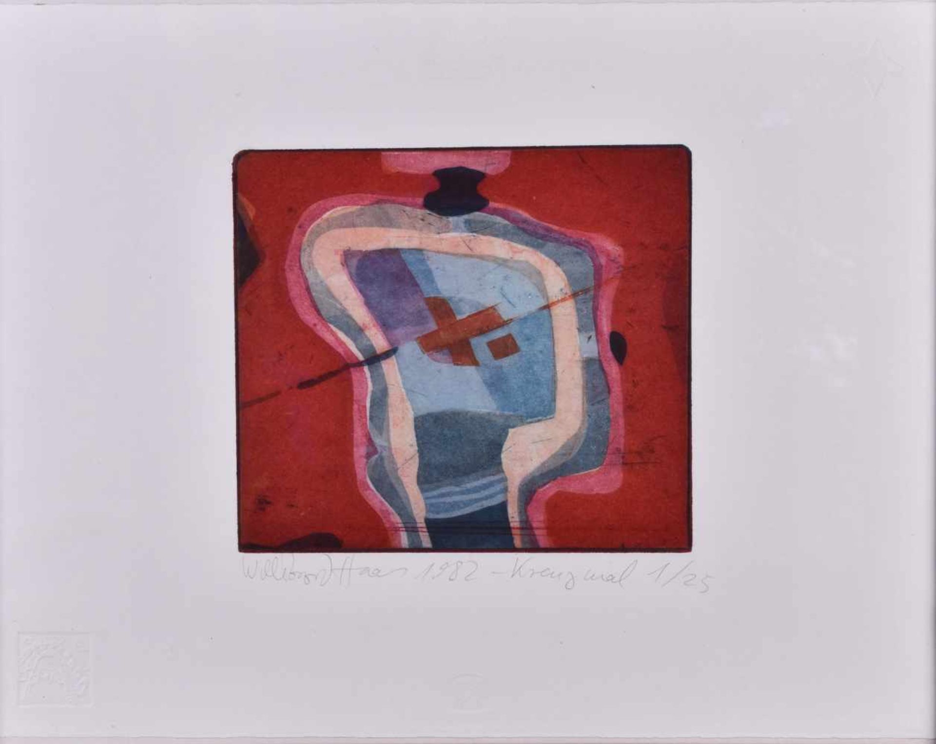 Willibrord HAAS (1936)"Kreuzmal"Grafik-Farbaquatintaradierung, 38,5 cm x 48,5 cm,links unten - Bild 2 aus 4