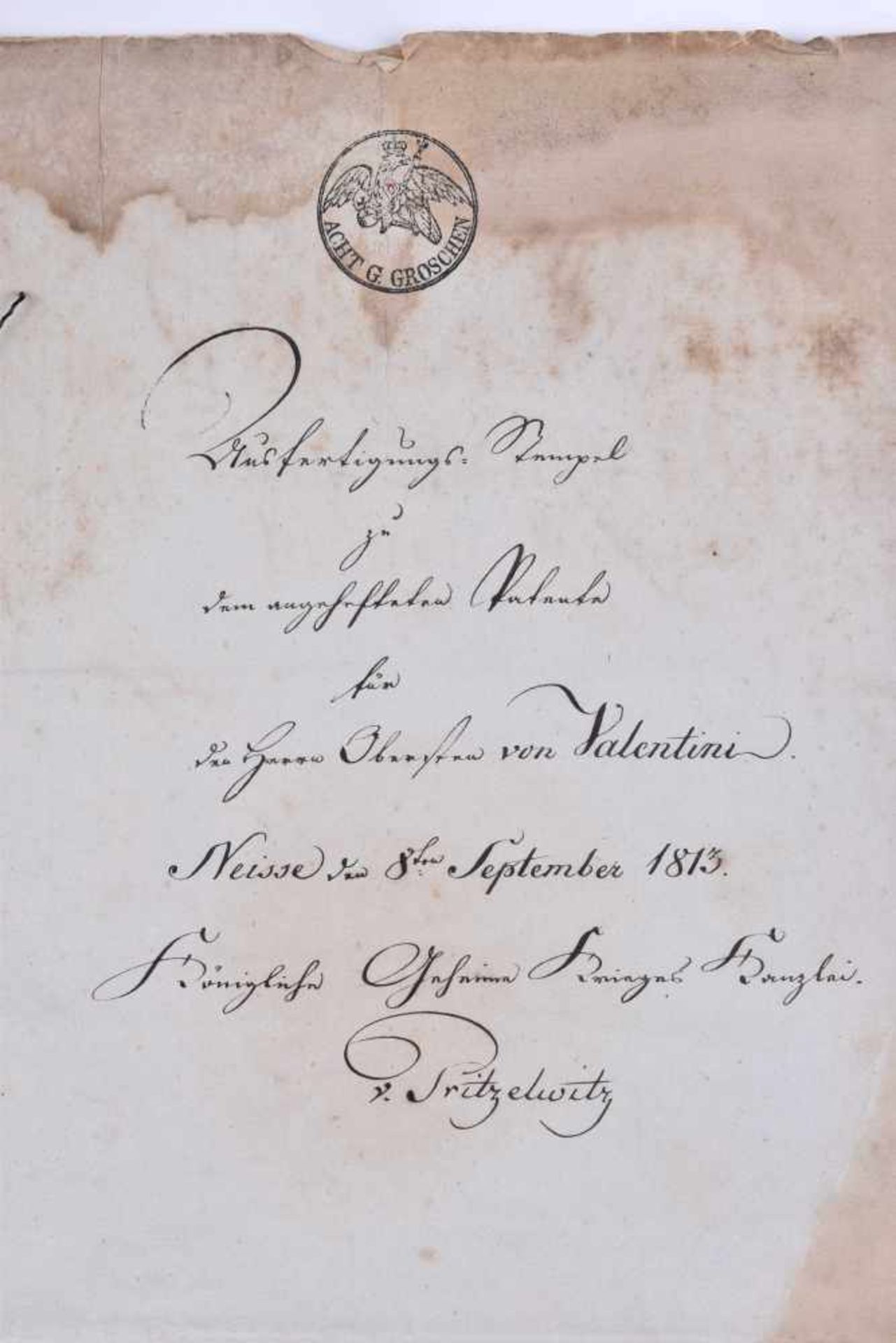 Konvolut Schreiben und Dokumente 1807-18135 Schreiben an Oberst- und Oberst- Lieutenant Georg - Bild 2 aus 3