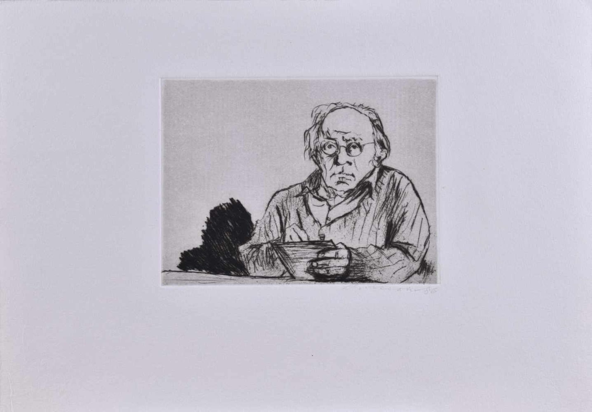Arno MOHR (1910-2001)"Selbstportrait"Grafik-Radierung auf Bütten, Blattgröße 27,5 cm x 39,5 cm, - Bild 5 aus 5