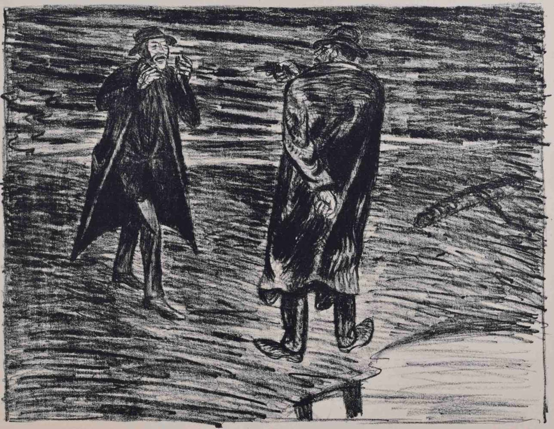 Ernst BARLACH (1870-1938)"Der Mord"Grafik-Lithographie, Maße 34 cm x 49 cm,2 % Bildkunst/