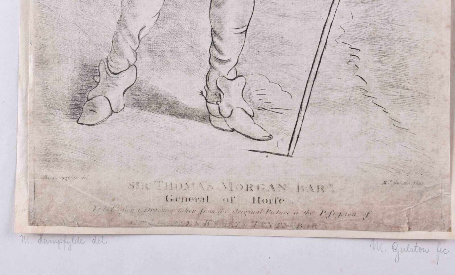 M.Gulston 17. / 18. Jhd."Sir Thomas Morgan Bar, General of Horse"Grafik-Radierung, 37,2 cm x 23,2 - Bild 4 aus 4