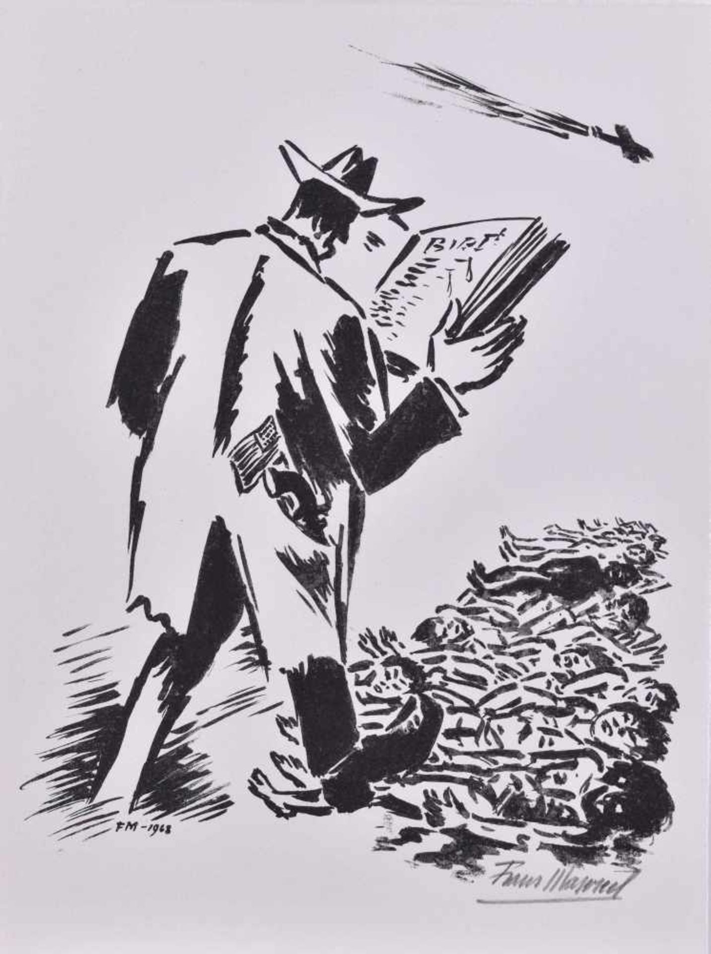 Frans MASEREEL (1889-1972)"Der, der über Leichen geht"Grafik-Holzschnitt auf Bütten, 30,5 cm x 23