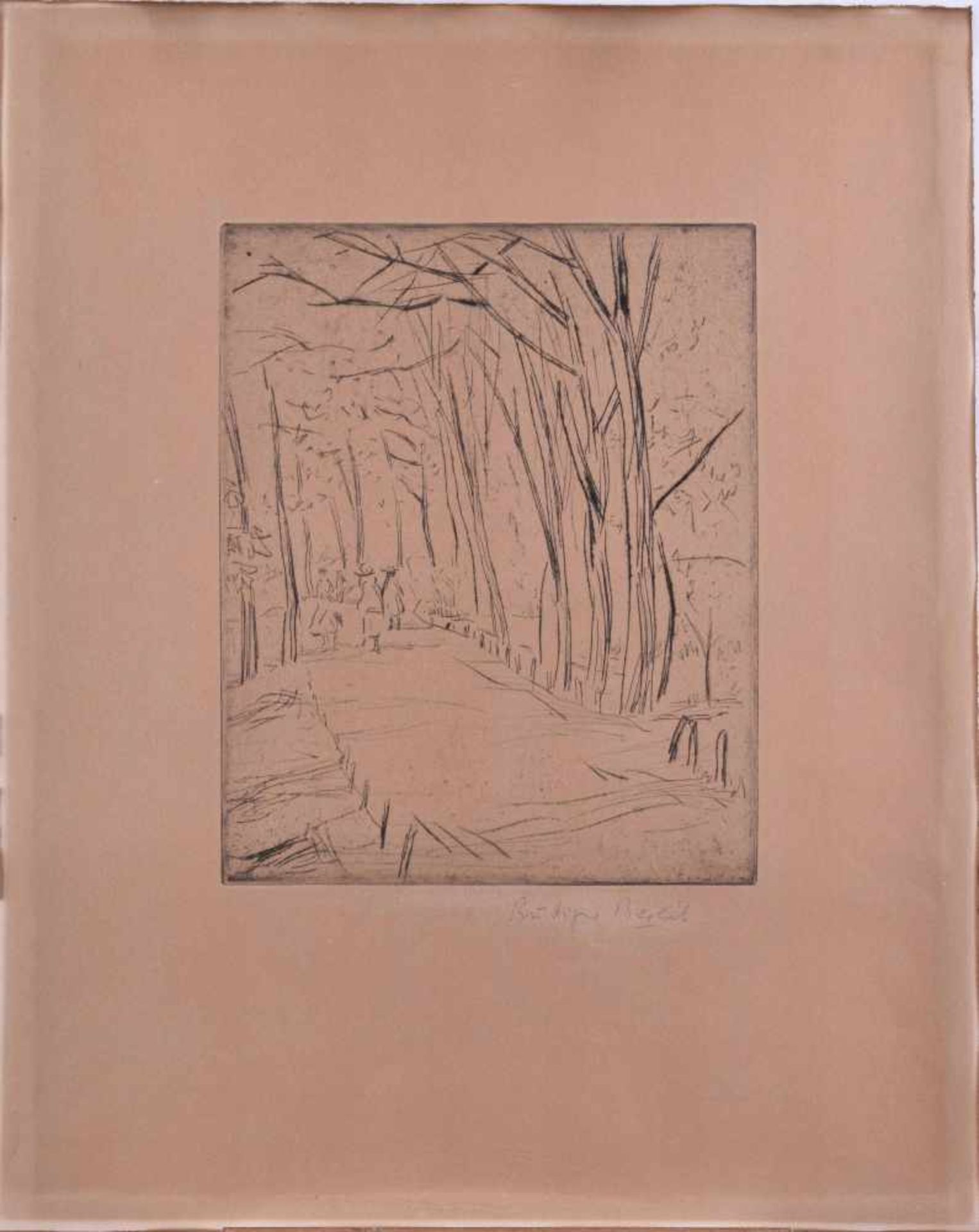 Rüdiger BERLIT (1883-1939)"Im Park" (vor 1920)Grafik-Radierung auf getöntem Papier, 46 cm x 36 cm, - Bild 2 aus 3