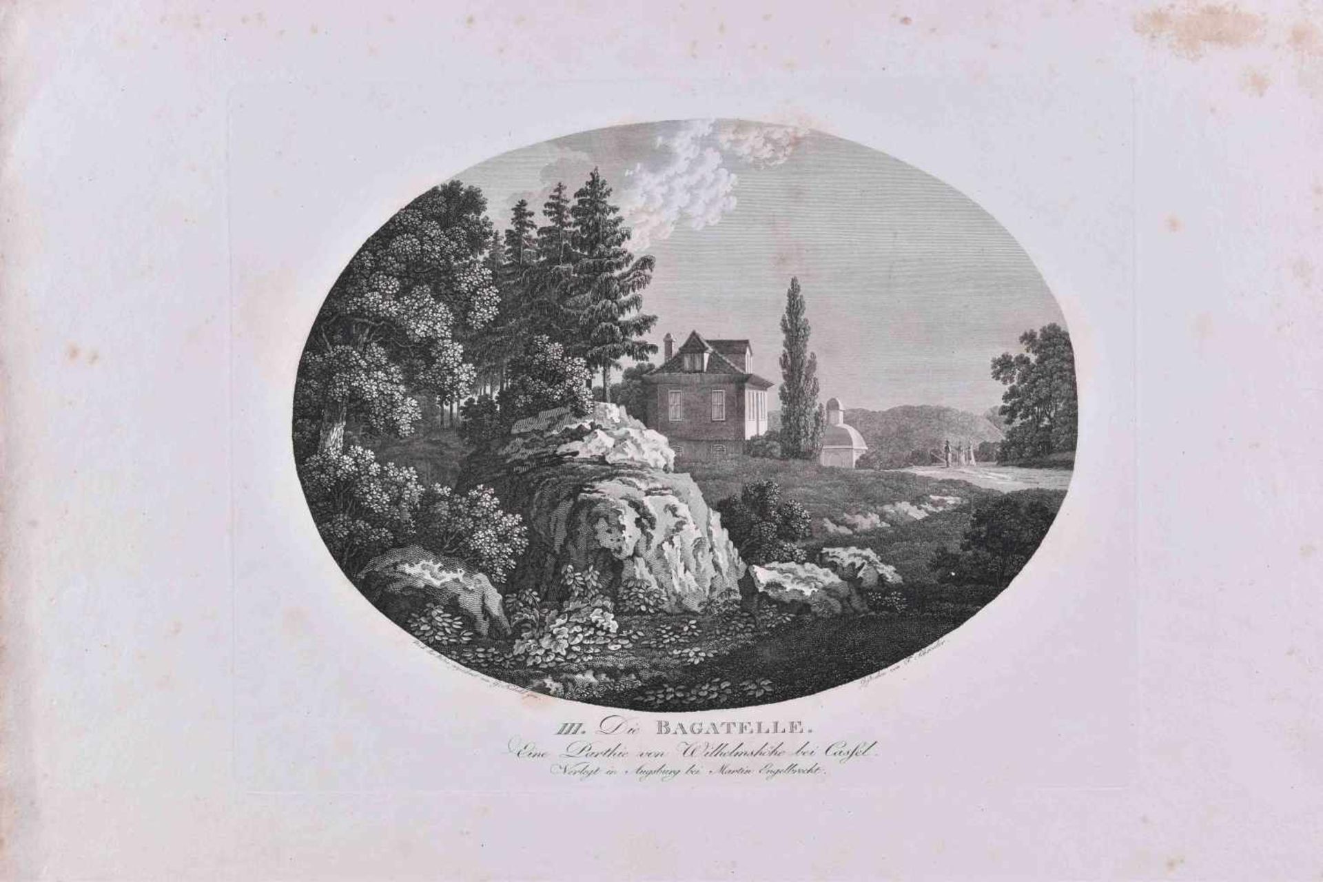 Friedrich SCHROEDER (1768-1839)"5 Ansichten um Schloss Wilhelmshöhe bei Kassel"5 Grafiken- - Bild 2 aus 7