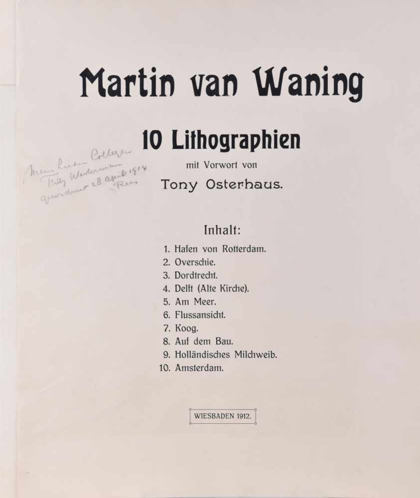 Martin VAN WANING (1889-1972)"Mappenwerk mit Vorwort von Tony Osterhaus"Grafik - Inhalt 10 - Bild 2 aus 6