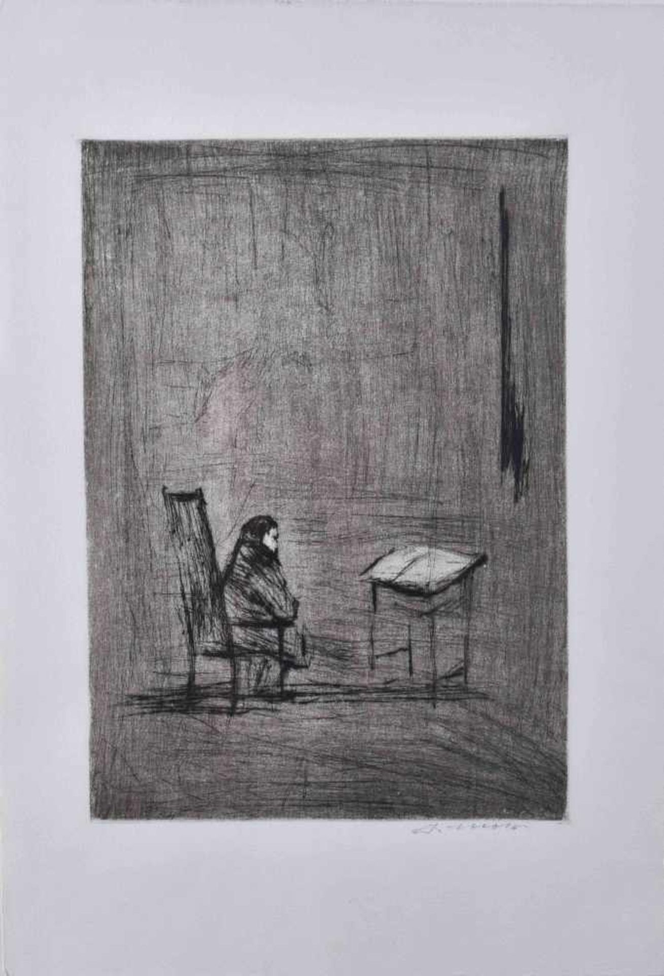 Arno MOHR (1910-2001)"Faust in der Studierstube" (ca. 1983)Grafik-Kaltnadelradierung auf Bütten,