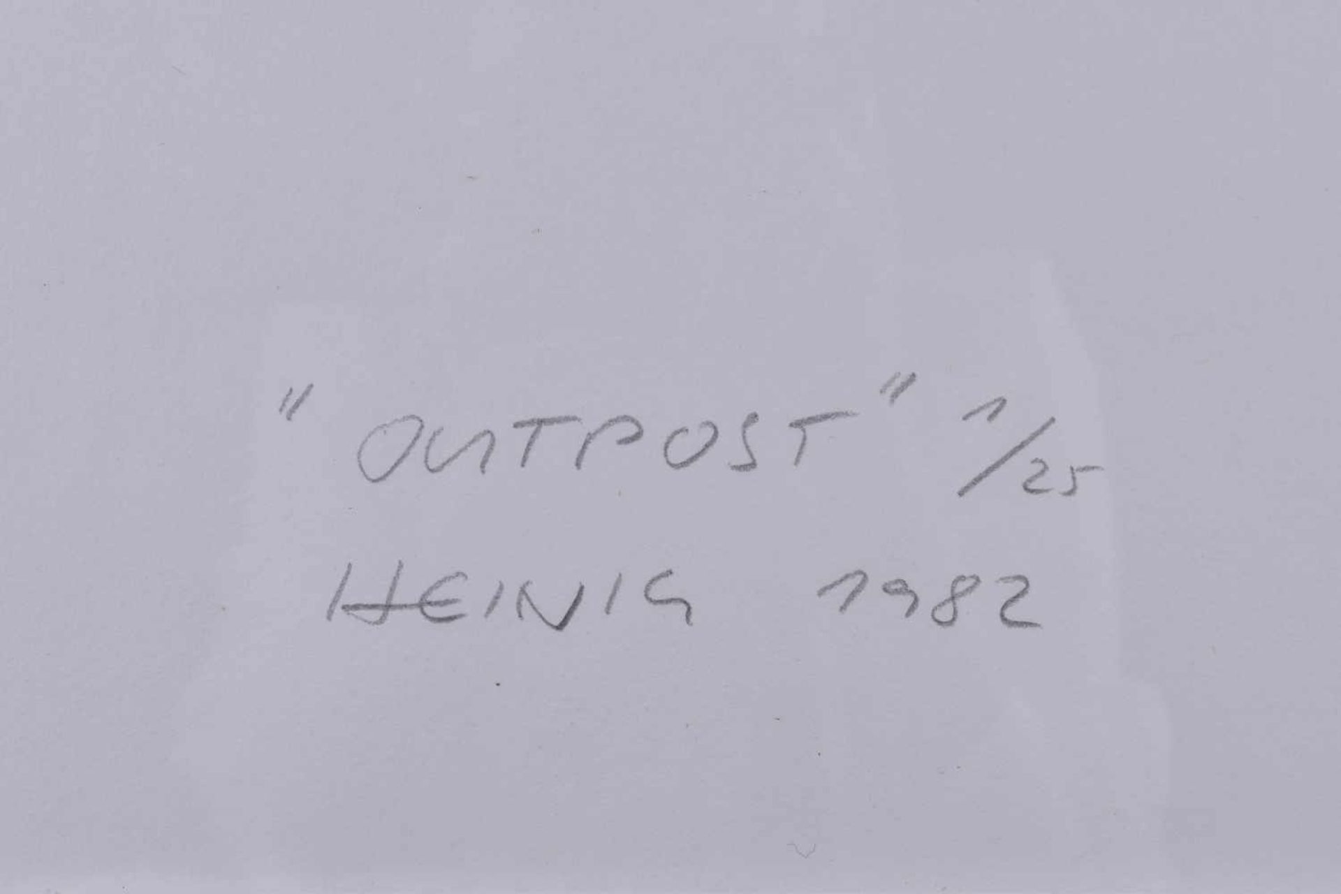 Martin HEINIG (1958)"Outpost"Grafik-Radierung, Blattgröße: 49 cm x 39 cm,mittig unten bezeichnet, - Bild 4 aus 4