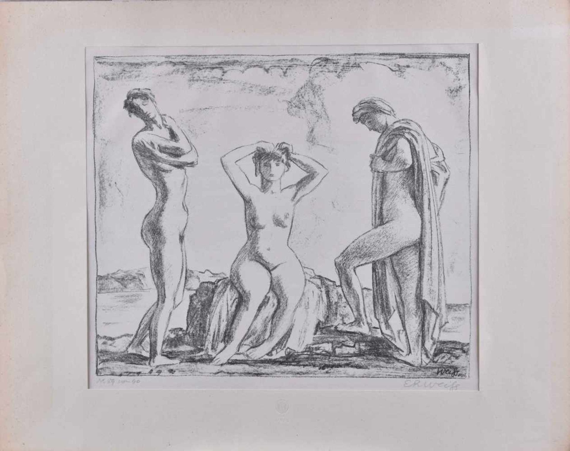 Emil Rudolf WEISS (1875-1942)"Frauen am Meere badend"Grafik-Lithografie, Blattgröße: 43,5 cm x 51 - Bild 2 aus 7