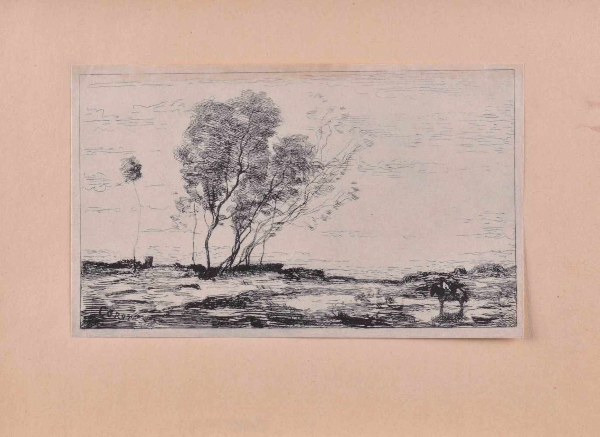 Camille Jean-Baptiste COROT (1796-1875)"Ohne Titel"Grafik-Radierung, 14,5 cm x 24 cm,links unten - Bild 2 aus 4