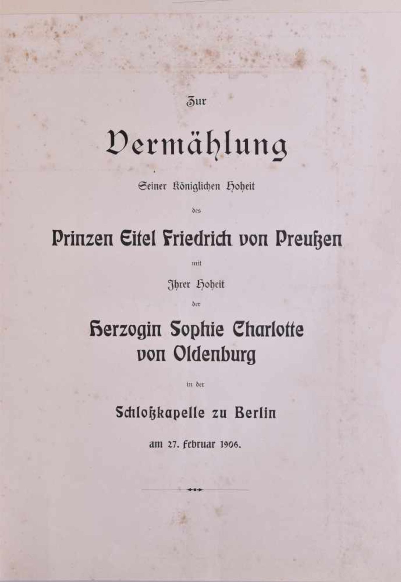 Ordnung der Feierlichkeiten zur Vermählung12 Seiten im gebundenen Heft + 3 Anlagen u.a. mit - Bild 4 aus 4