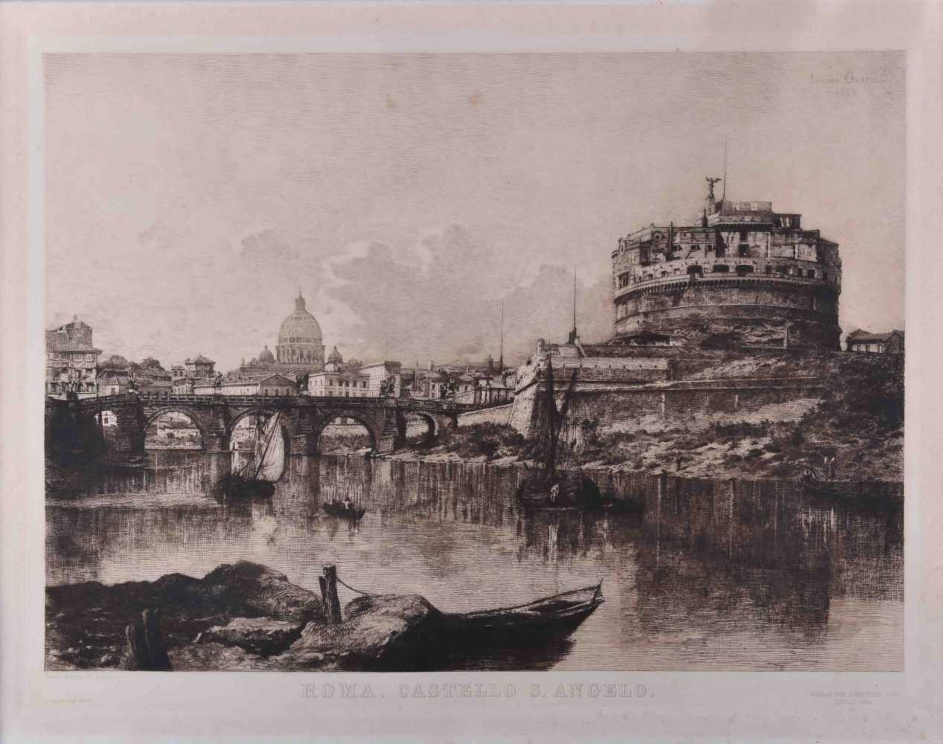 Lucien GAUTIER (1850-1925)"Roma, Castello S. Angelo" (1884)Grafik-Lithografie, 56 cm x 43 cm,unten