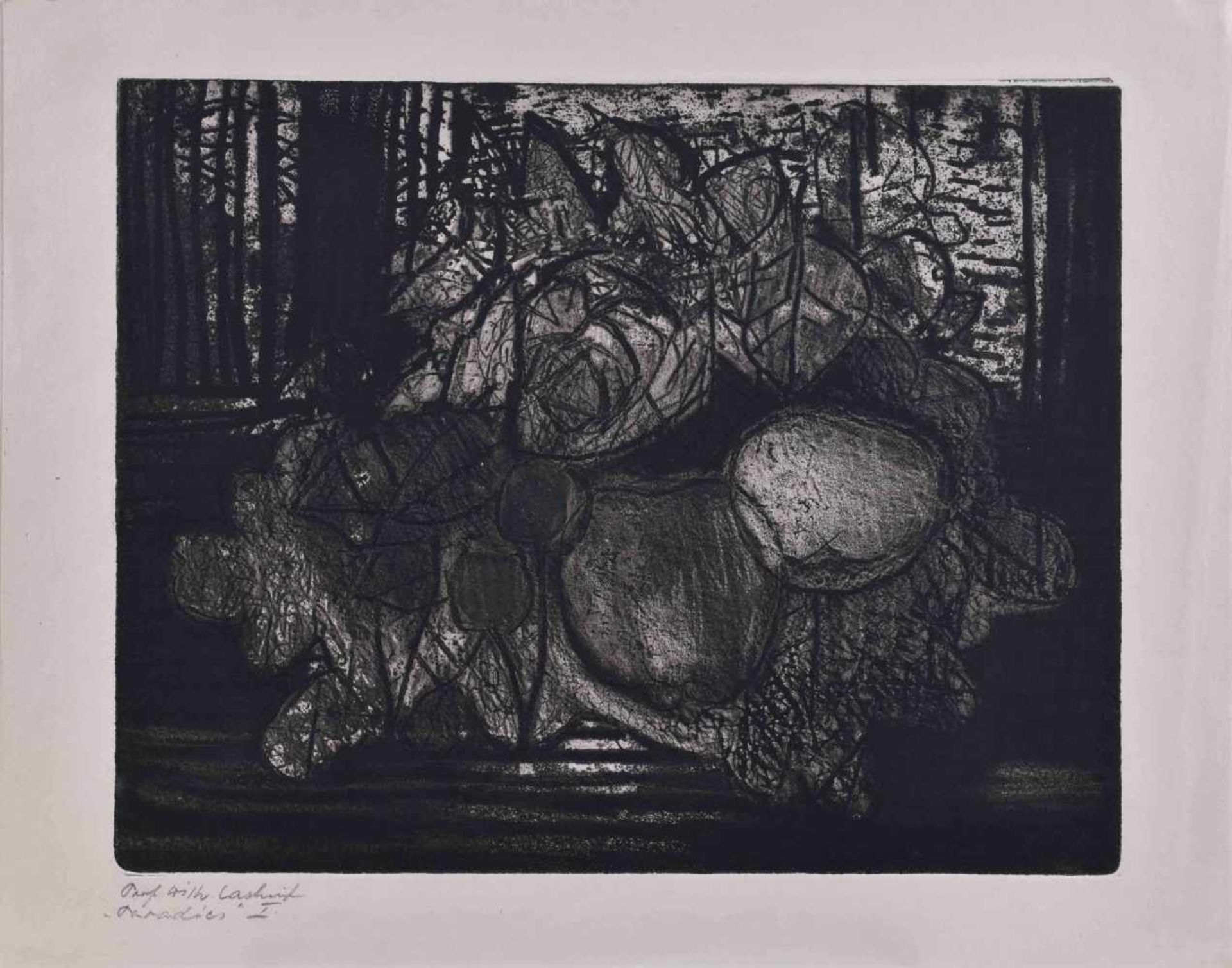 Wilhelm LACHNIT (1899-1962)"Paradies I "Grafik-Aquatintaradierung auf Bütten, 30 cm x 38 cm,links