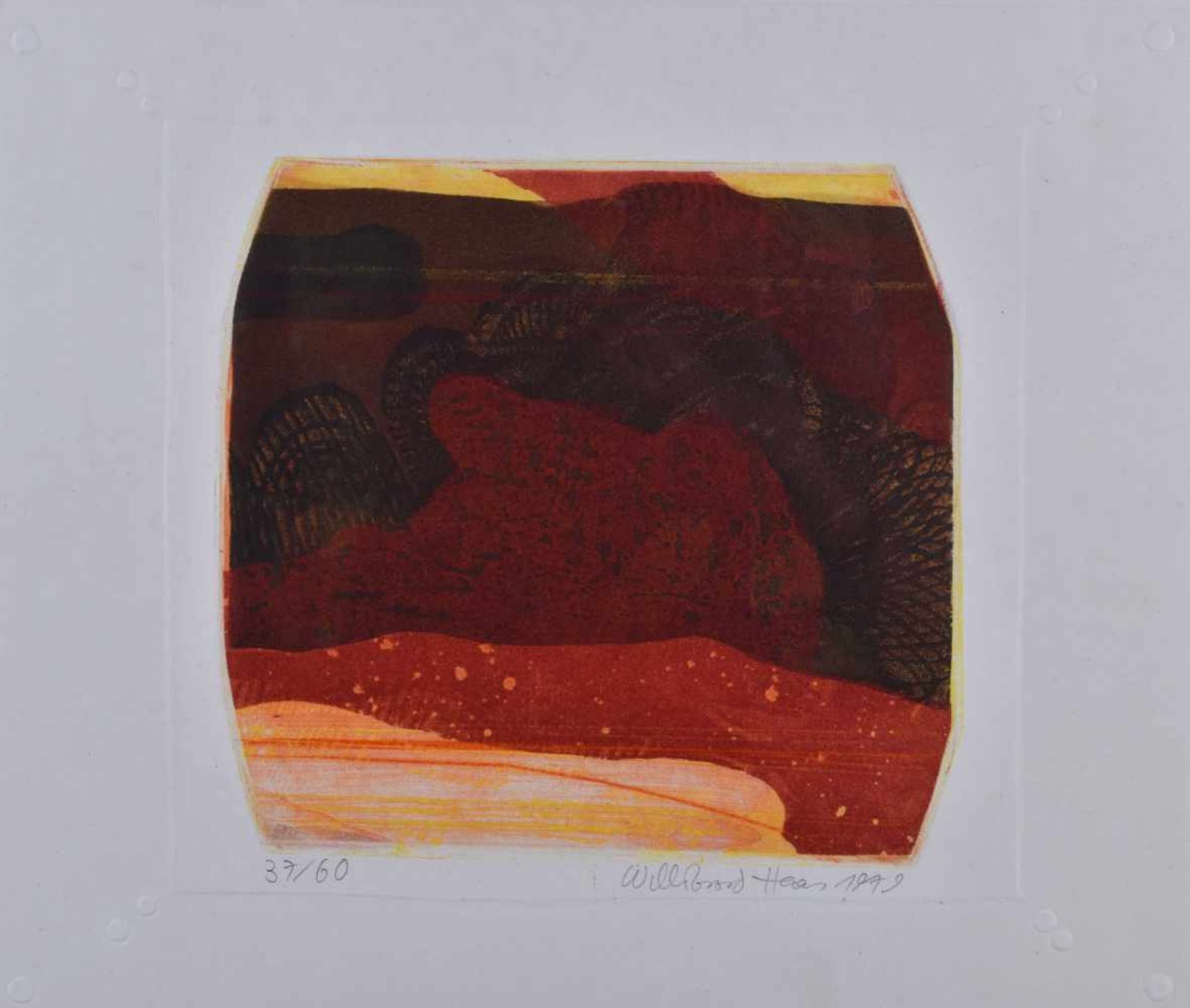 Willibrord HAAS (1936)"Sepia moiree"Grafik-Farbaquatintaradierung, Blattgröße: 38,5 cm x 48,5 cm, - Bild 2 aus 3