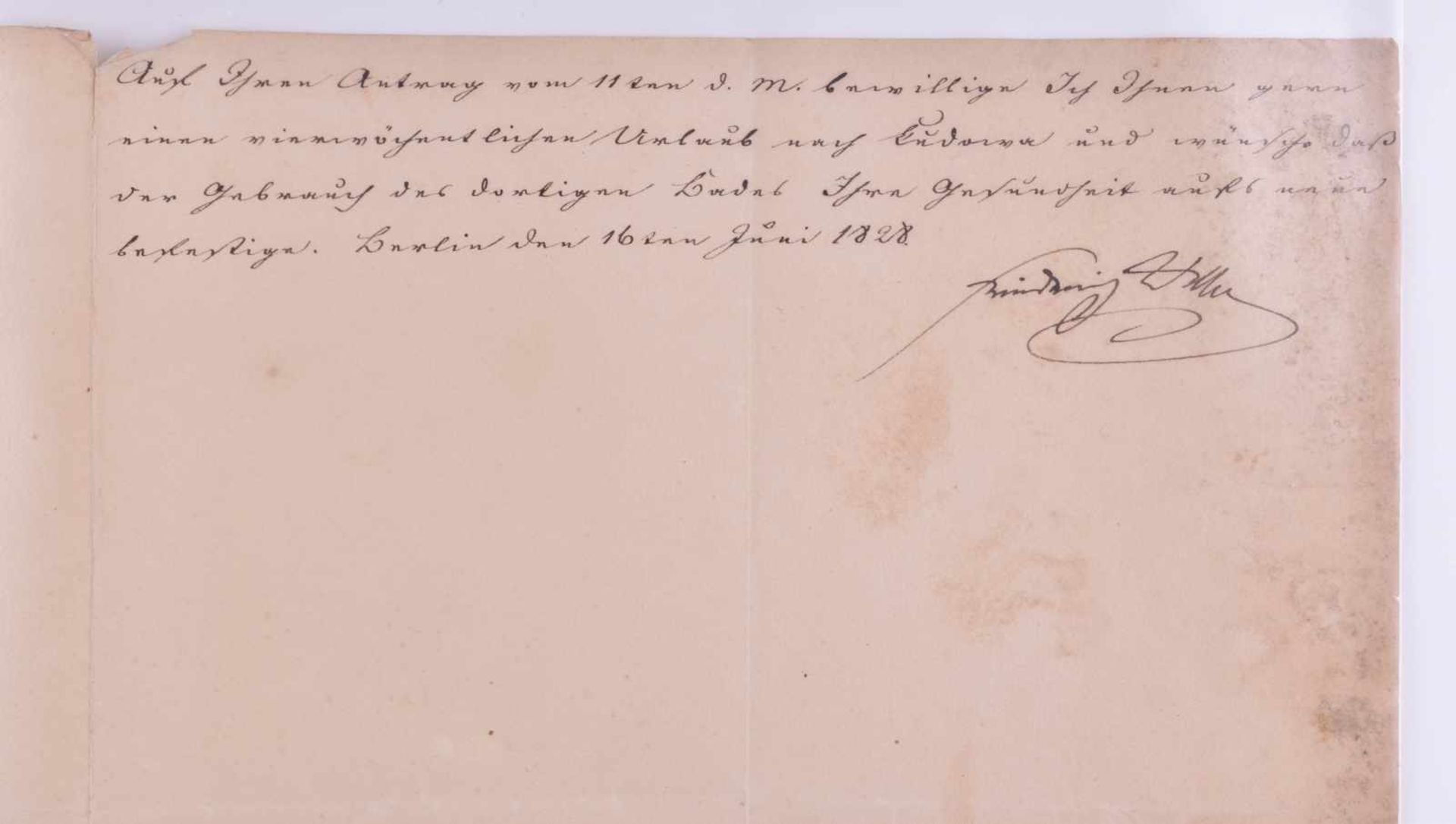 Persönlicher Brief von König Friedrich Wilhelm III.Brief an General-Leutnant Georg Wilhelm von - Image 2 of 3