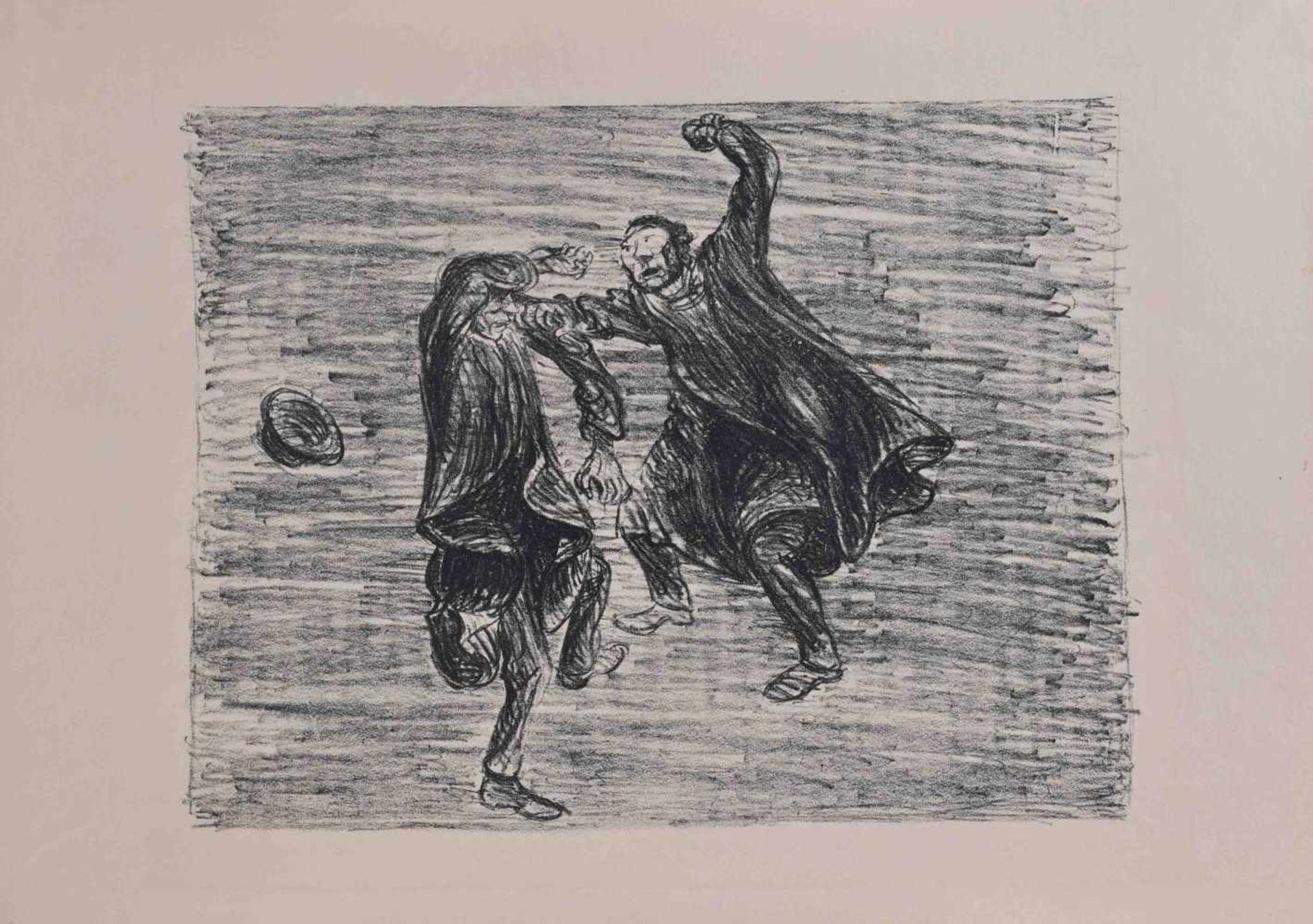 Ernst BARLACH (1870-1938)"Faustkampf"Grafik-Lithographie, Maße 34 cm x 49 cm,2 % Bildkunst/ - Bild 2 aus 4
