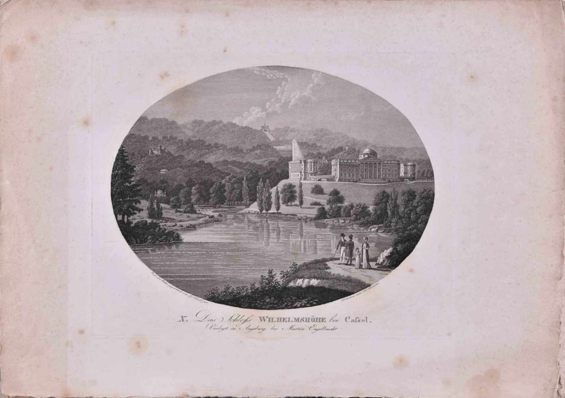 Friedrich SCHROEDER (1768-1839)"5 Ansichten um Schloss Wilhelmshöhe bei Kassel"5 Grafiken- - Bild 4 aus 7