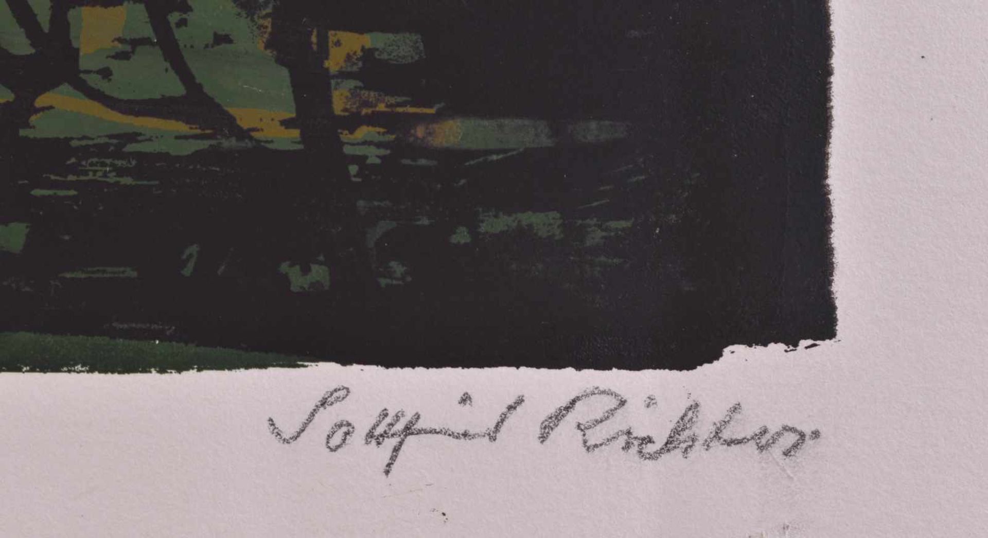 Gottfried RICHTER (1904-1968)"Pariser Vorort" Grafik-Siebdruck übermalt, Maße 41 cm x 58,5 cm, - Bild 4 aus 4