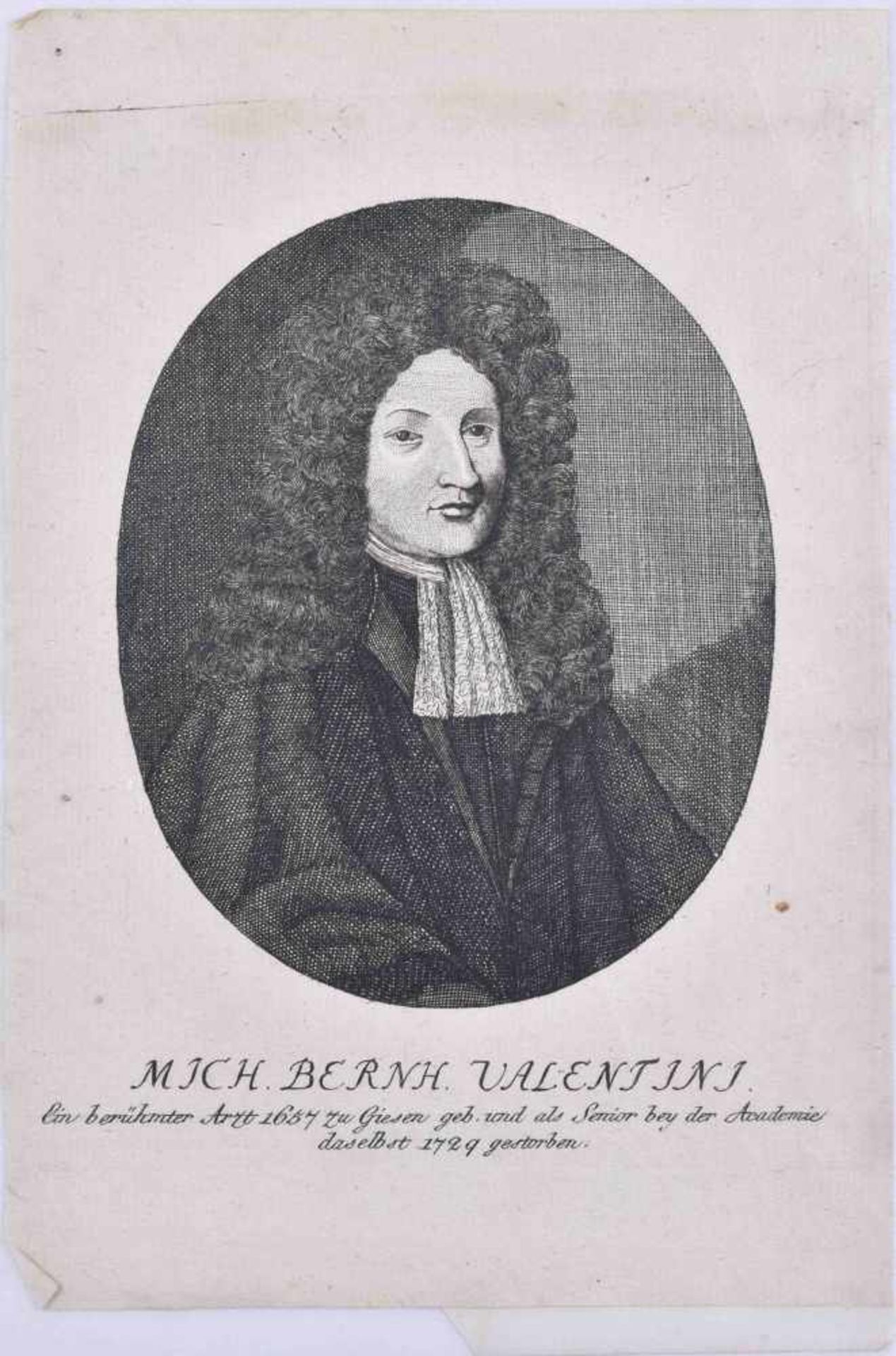 Kupferstich 17. / 18. Jhd."Michael Bernhard Valentini (1657-1729)"Grafik-Kupferstich, Blattgröße