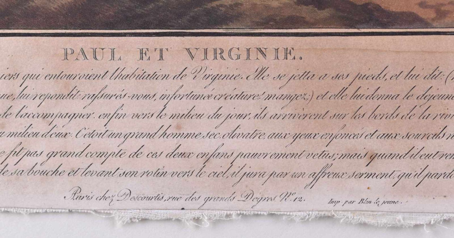 Charles Melchior DESCOURTIS (1753-1820)"Paul et Virginie"Grafik-Farbaquatintaradierung, Sichtmaß: - Bild 5 aus 6