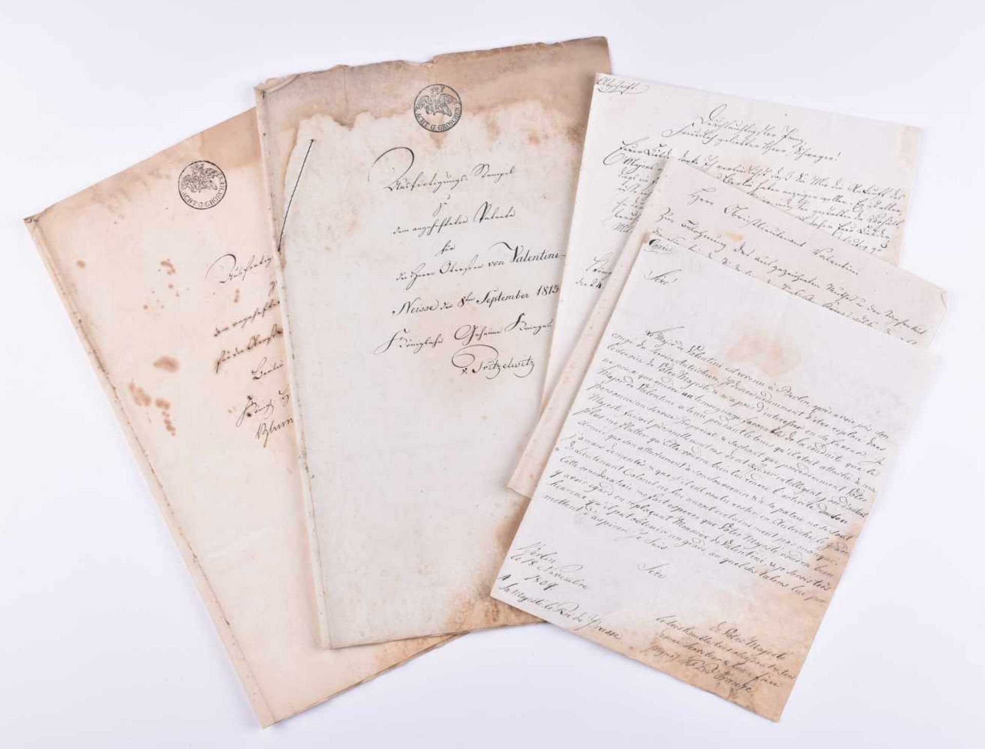 Konvolut Schreiben und Dokumente 1807-18135 Schreiben an Oberst- und Oberst- Lieutenant Georg