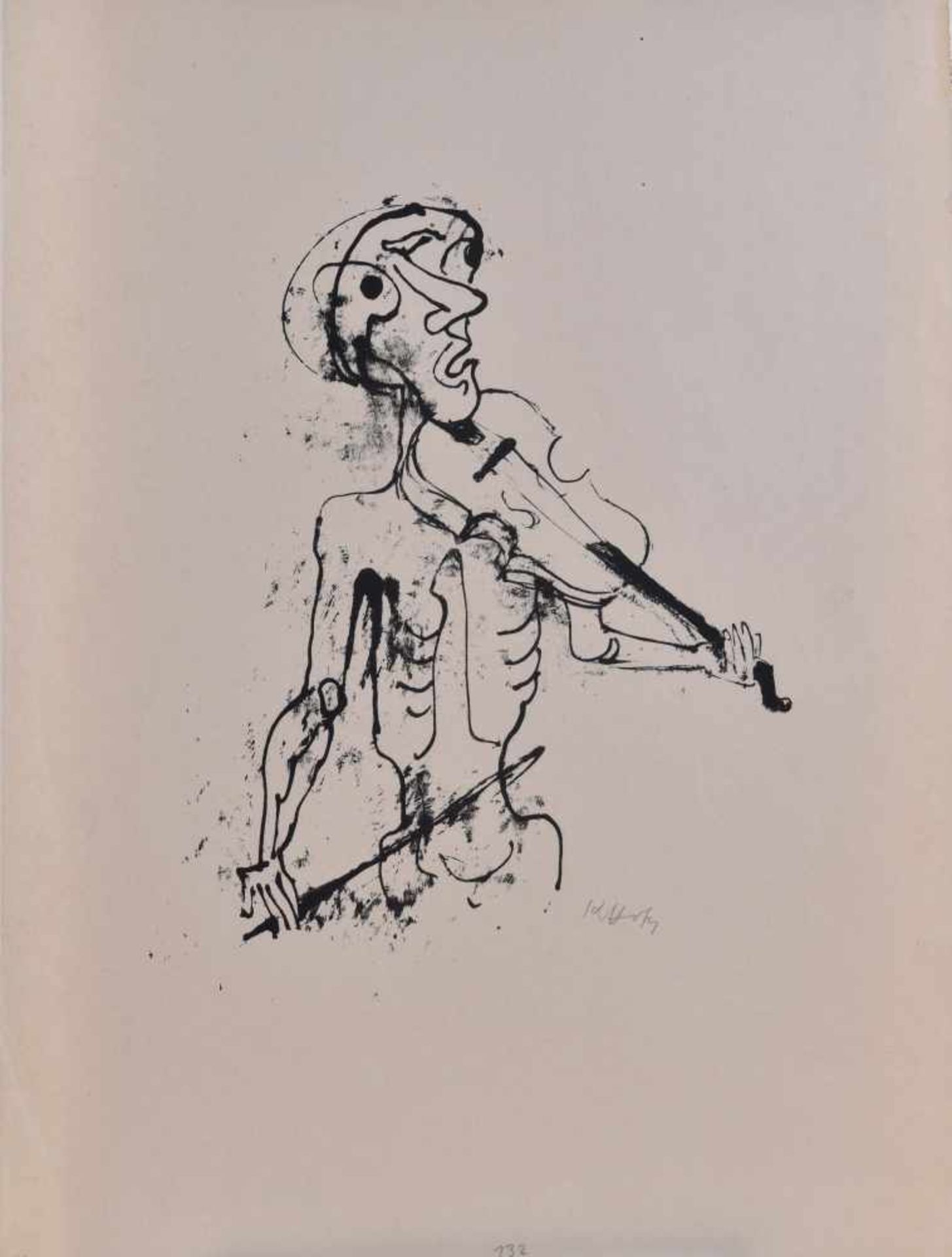 Carl HOFER (1878-1955)"Der Geiger"Grafik - Lithographie, Maße 59,5 cm x 37,5 cmunten rechts - Bild 2 aus 4