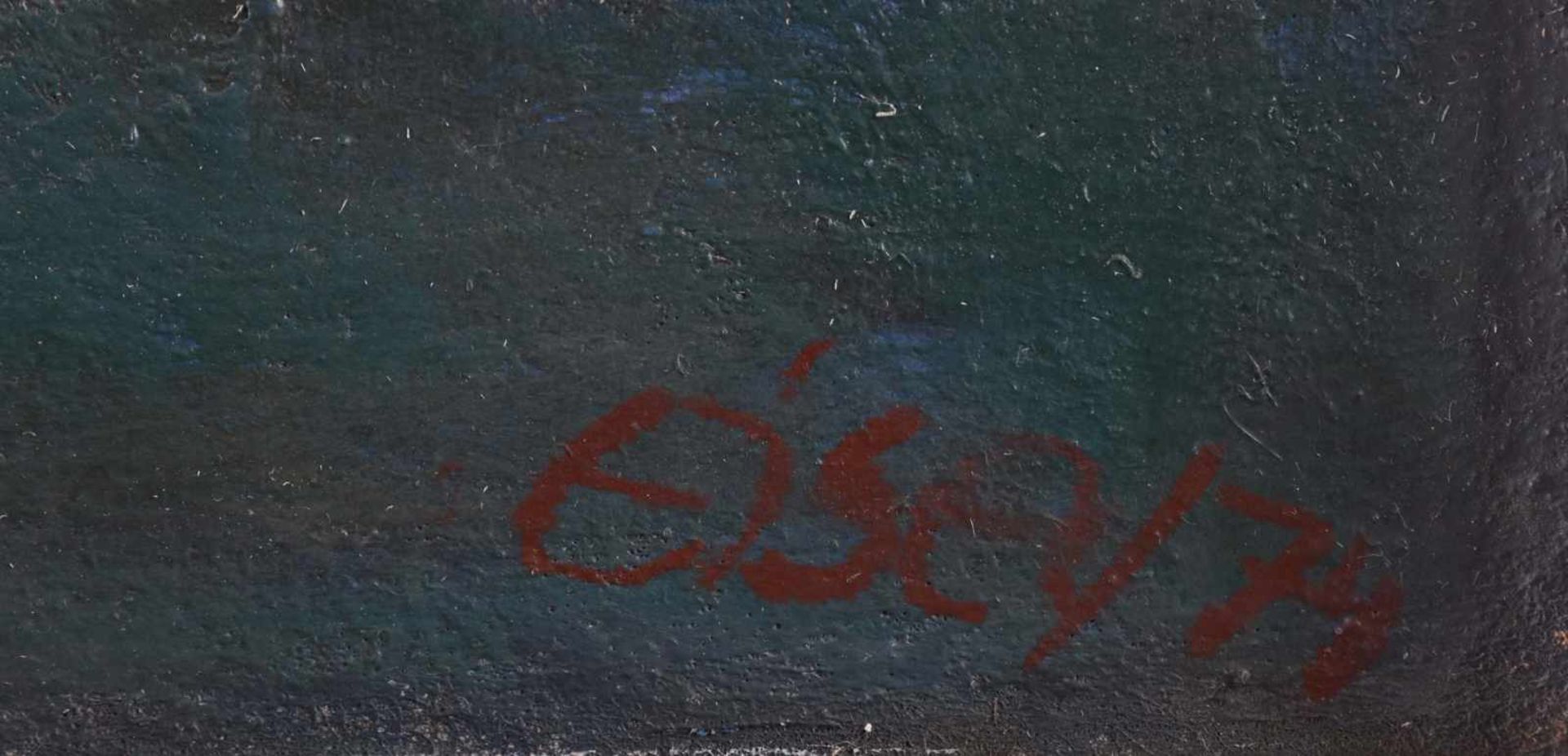 Fritz EISEL (1929-2010)"Mond über dem roten Fluss"painting oil / hardboard, 70 cm x 90 cm, with - Bild 4 aus 5