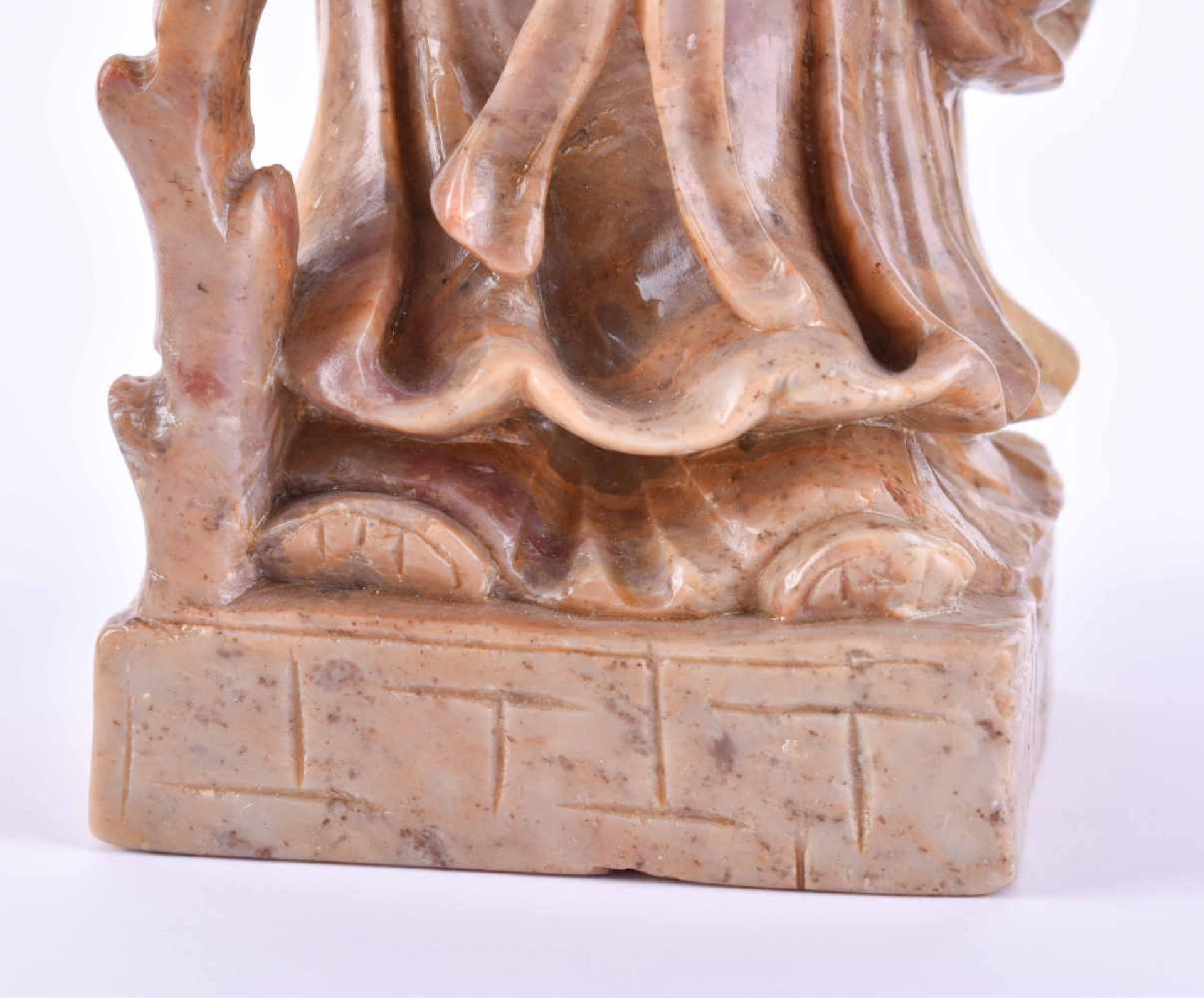 Shou Lao the immortal, China late Qing periodsoapstone, very fine and detailed carved, under the - Image 5 of 6