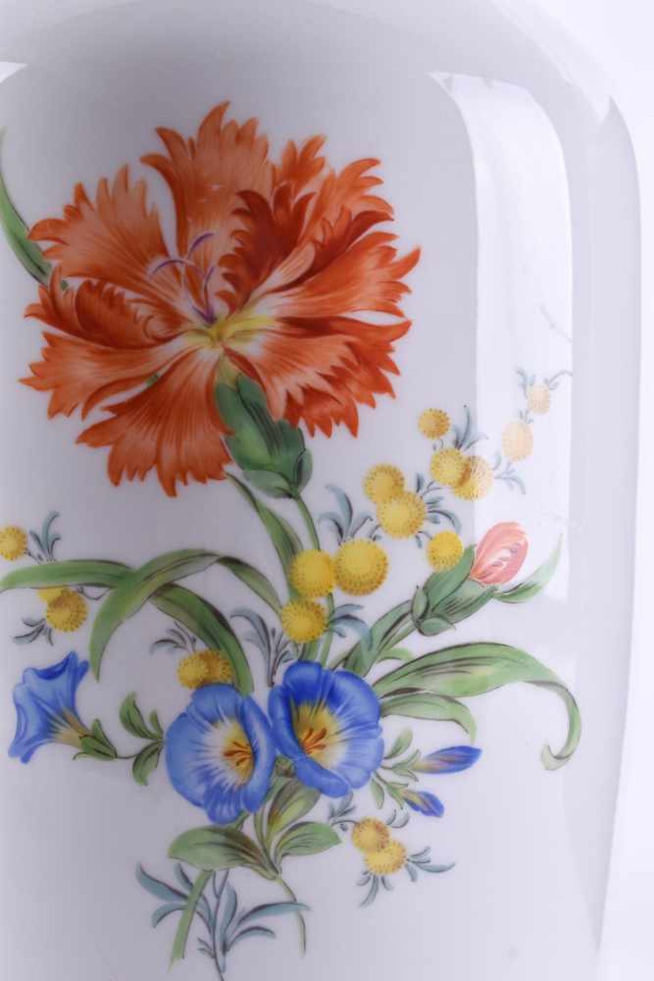 Vase Meissenwith polychrome flower painting and gold edge, 2nd choice, blue scepter mark, height: 30 - Bild 3 aus 4