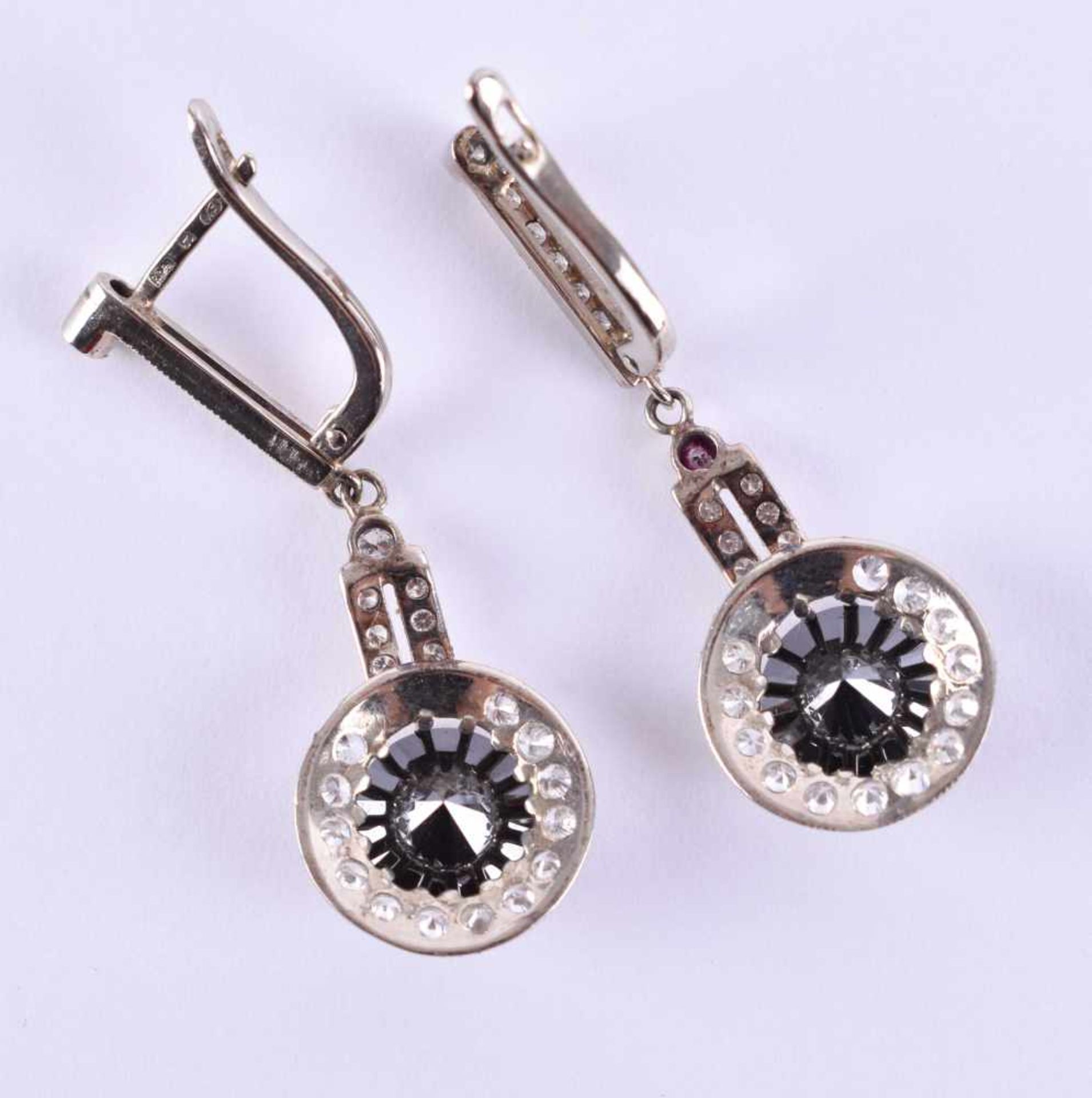 Brillant earringswhite gold 585/000, in the center each 1 black diamond approx. 2.00 ct, all - Bild 3 aus 4