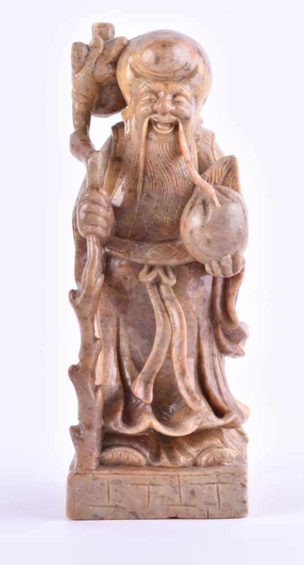 Shou Lao the immortal, China late Qing periodsoapstone, very fine and detailed carved, under the