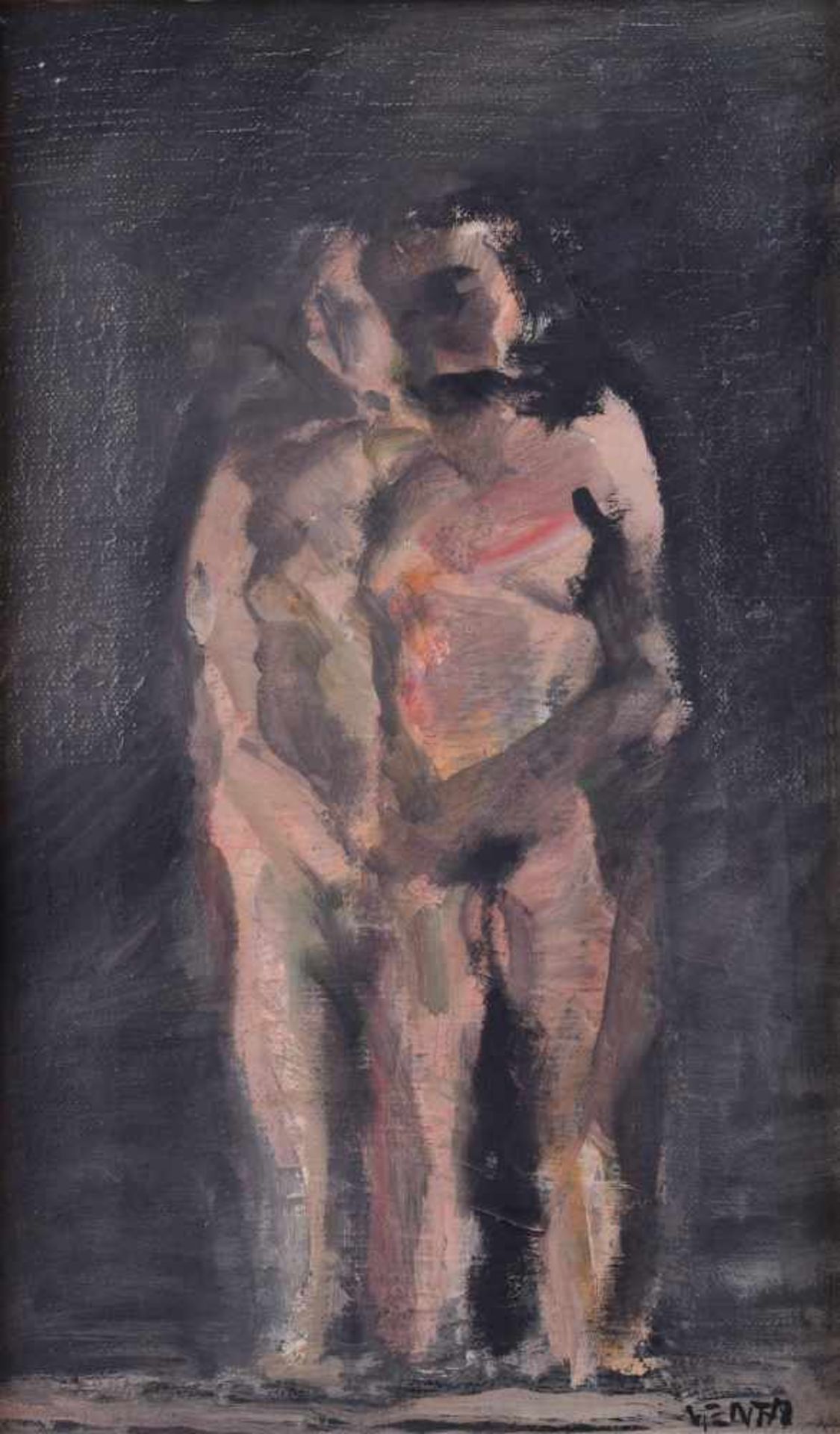 Hans VENT (1934-2018)"Paar"painting oil / canvas, 29.5 cm x 24 cm, with frame, 43.5 cm x 27.5 cm,
