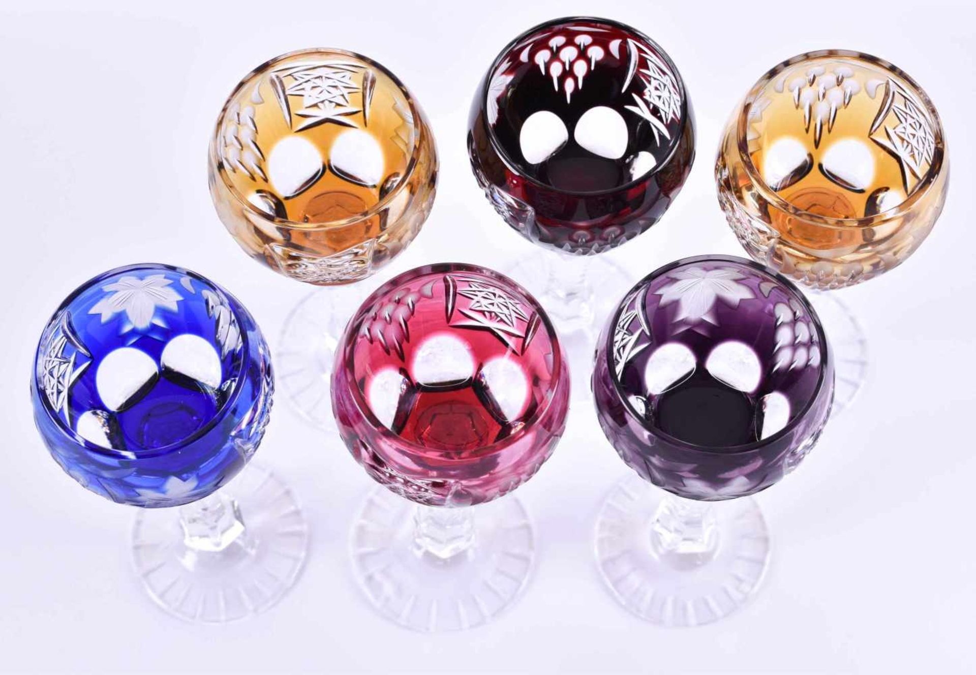 A group of liqueur glasses6 pieces, different colors, Knittel lead crystal, handmade, height: each - Bild 2 aus 4