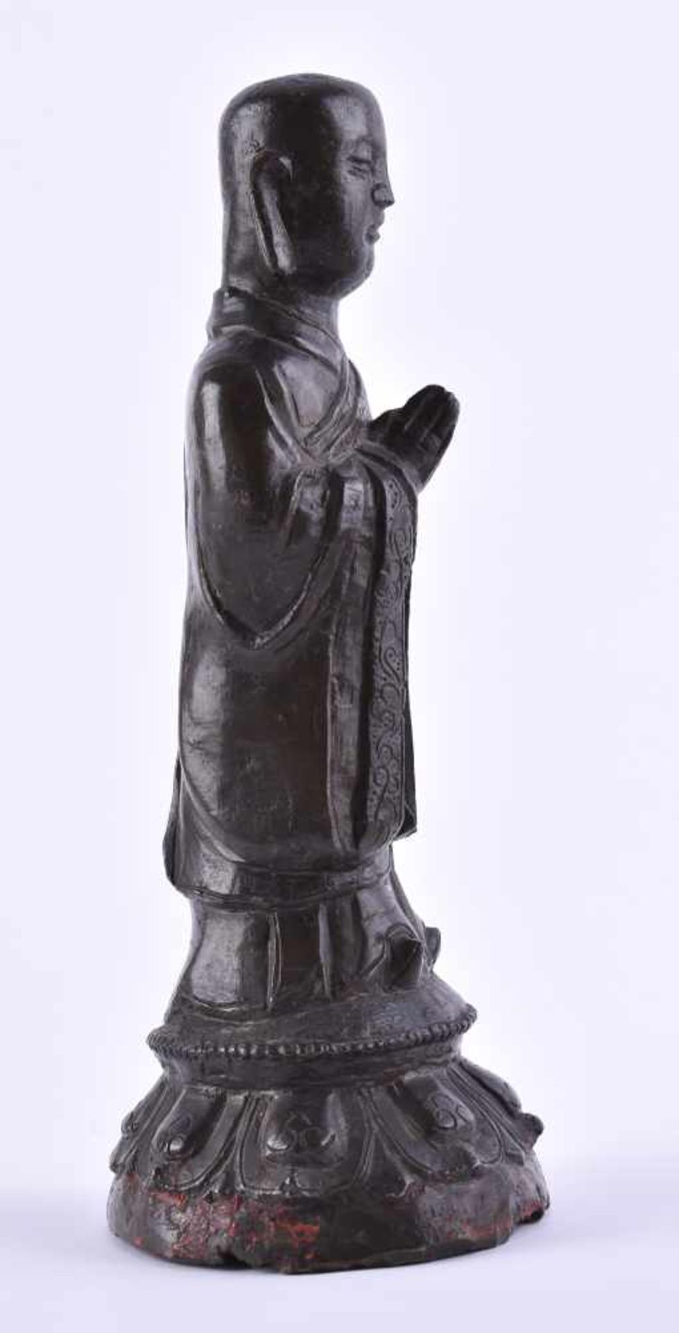 Figure of an Ananda, China Ming dynastyheavy bronze with dark patina, the youthful Ananda in a - Image 4 of 5