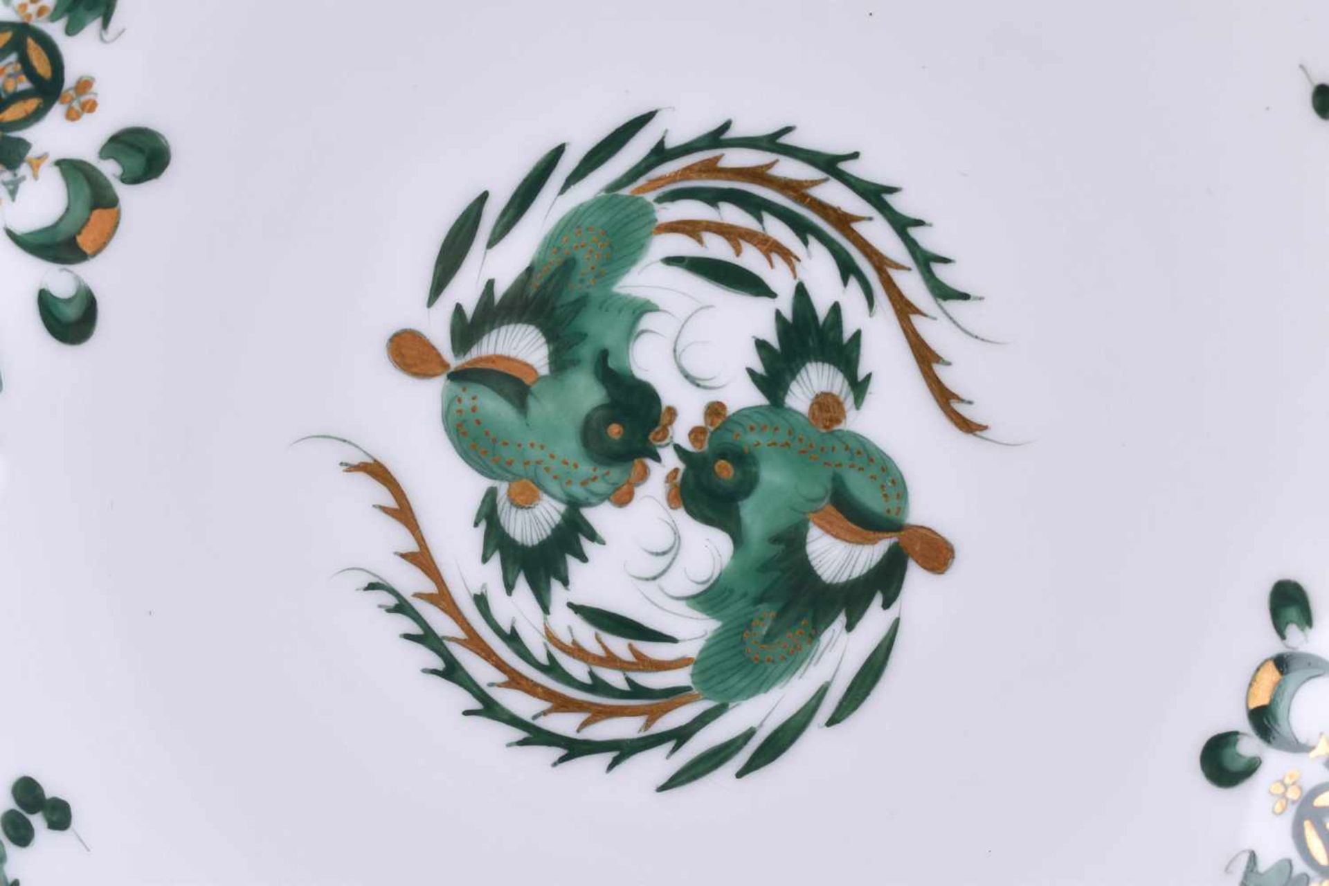 Coffee and saucer MeissenDecor green goldfish , goldstaffiert, blue sword mark, 1st choiceKaffee- - Bild 5 aus 5