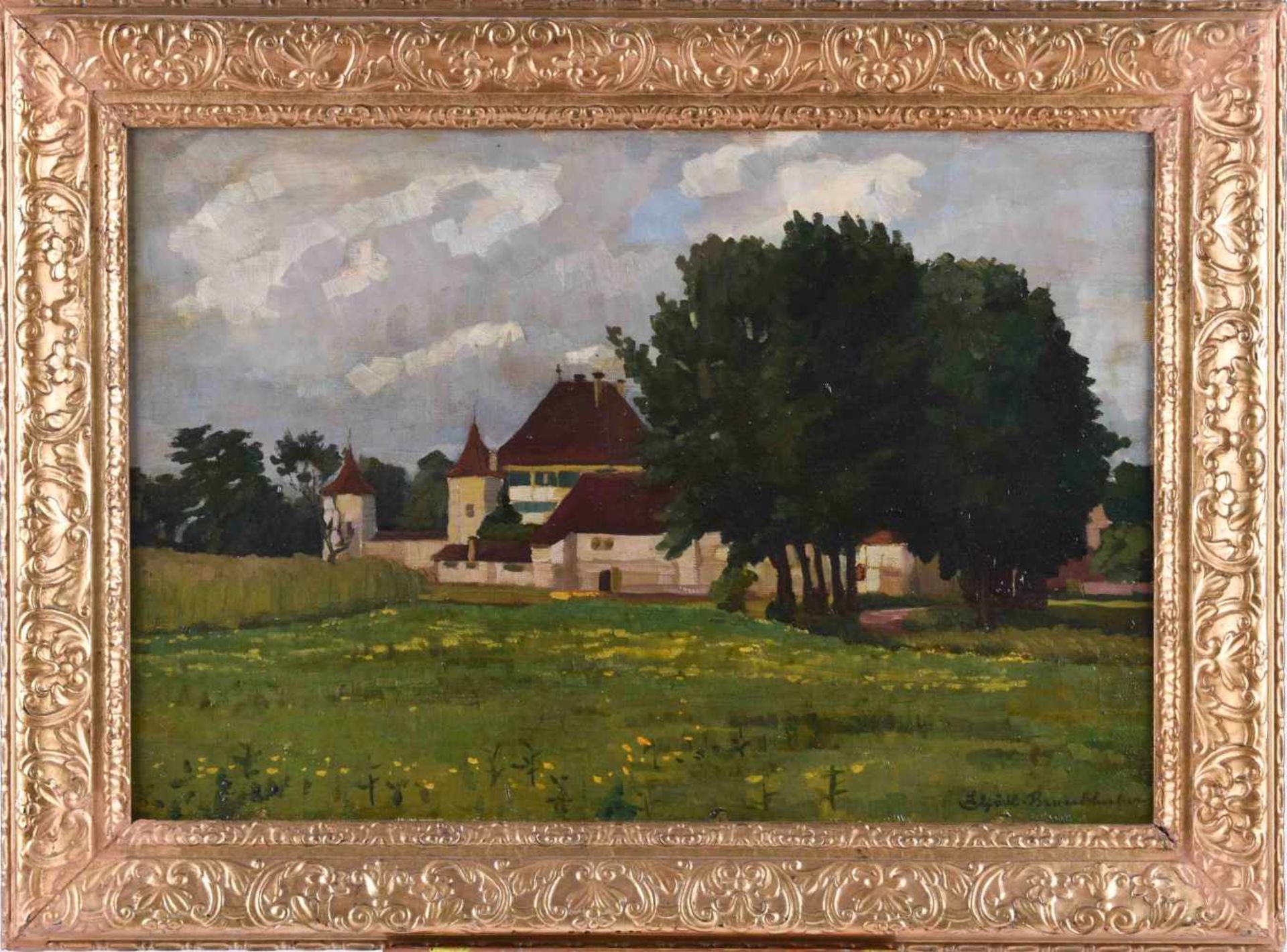 Lilli GÖDL-BRANDHUBER (1875-1946)"Castle in the countryside"painting oil / canvas, 40.5 cm x 59 - Bild 2 aus 7