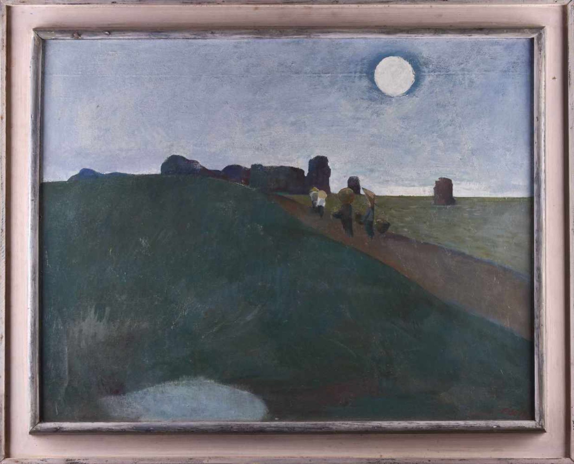 Fritz EISEL (1929-2010)"Mond über dem roten Fluss"painting oil / hardboard, 70 cm x 90 cm, with - Bild 2 aus 5