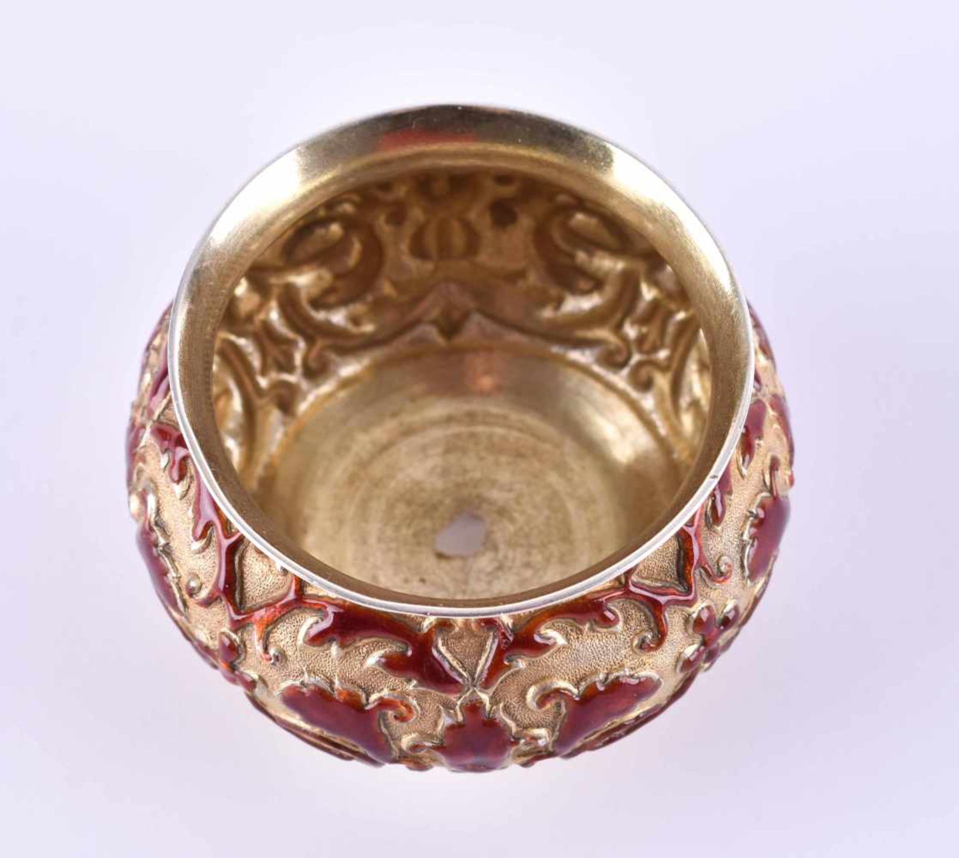 Cloisonne salice Russiasilver 88 Zolotnik, gilded inside, cyrillic master hallmark, height: 3.8 - Image 3 of 4